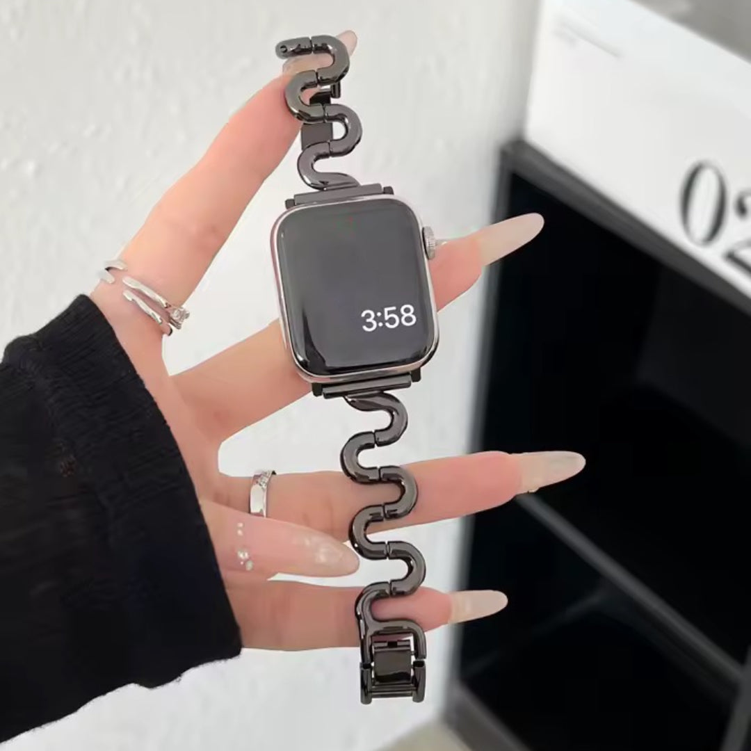 Apple Watch inspired snake bandje - zwart