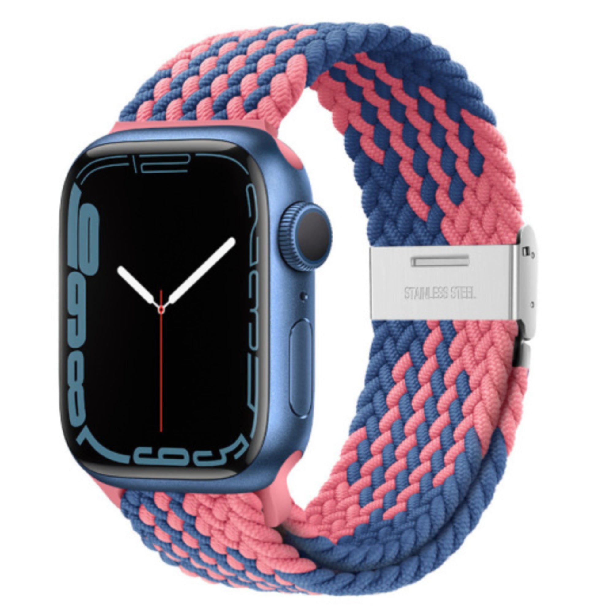 Apple Watch gevlochten loop verstelbaar - blauw roze