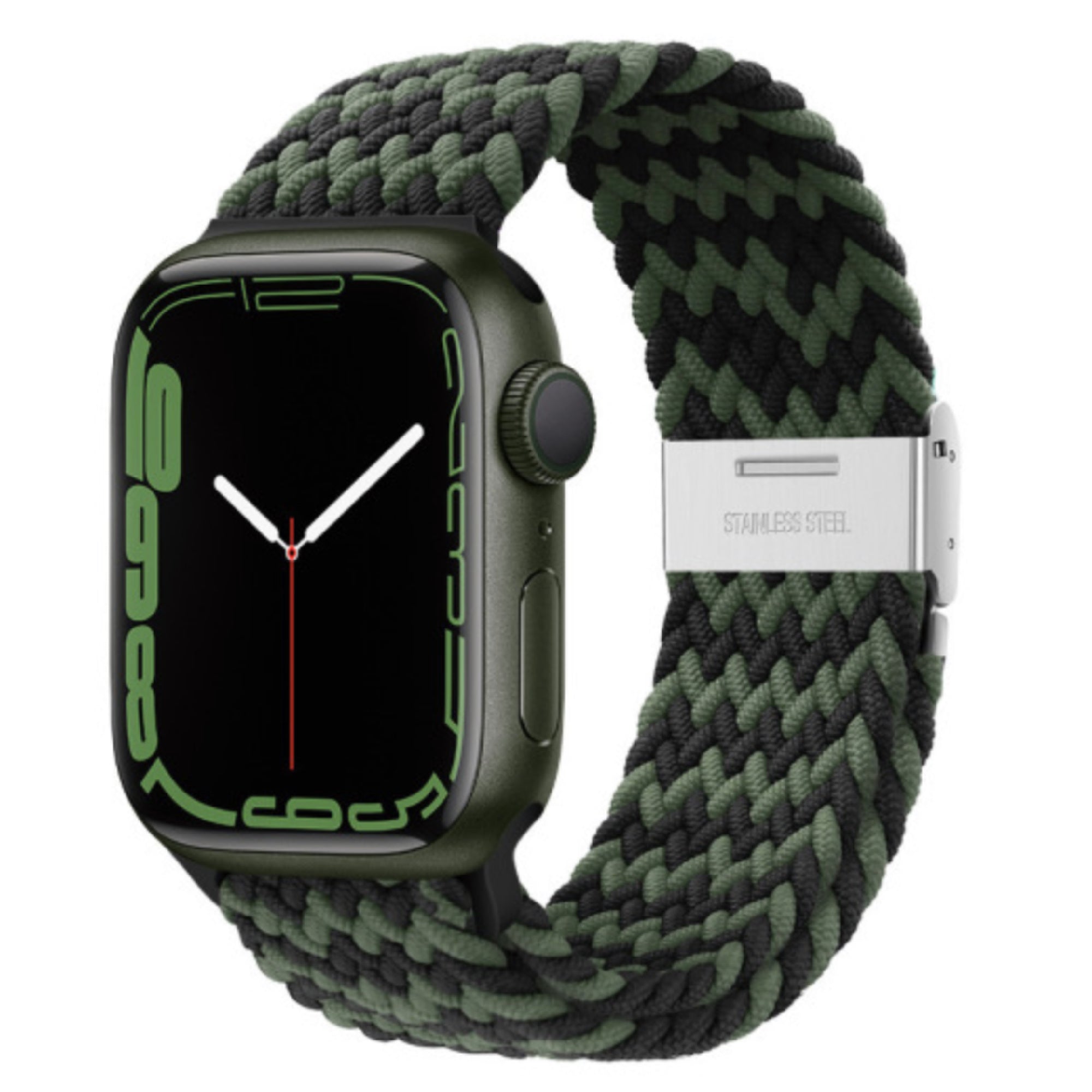 Apple Watch gevlochten loop verstelbaar - green black