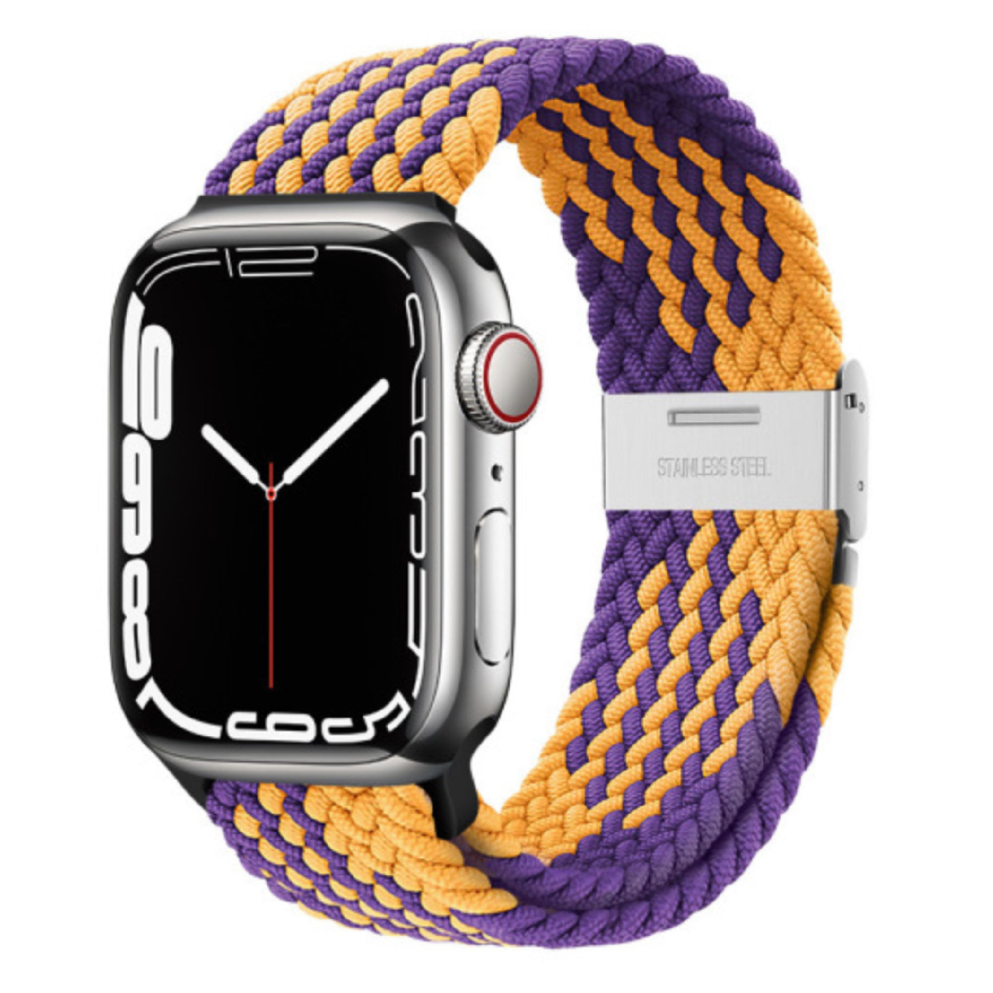 Apple Watch gevlochten loop verstelbaar - purple yellow