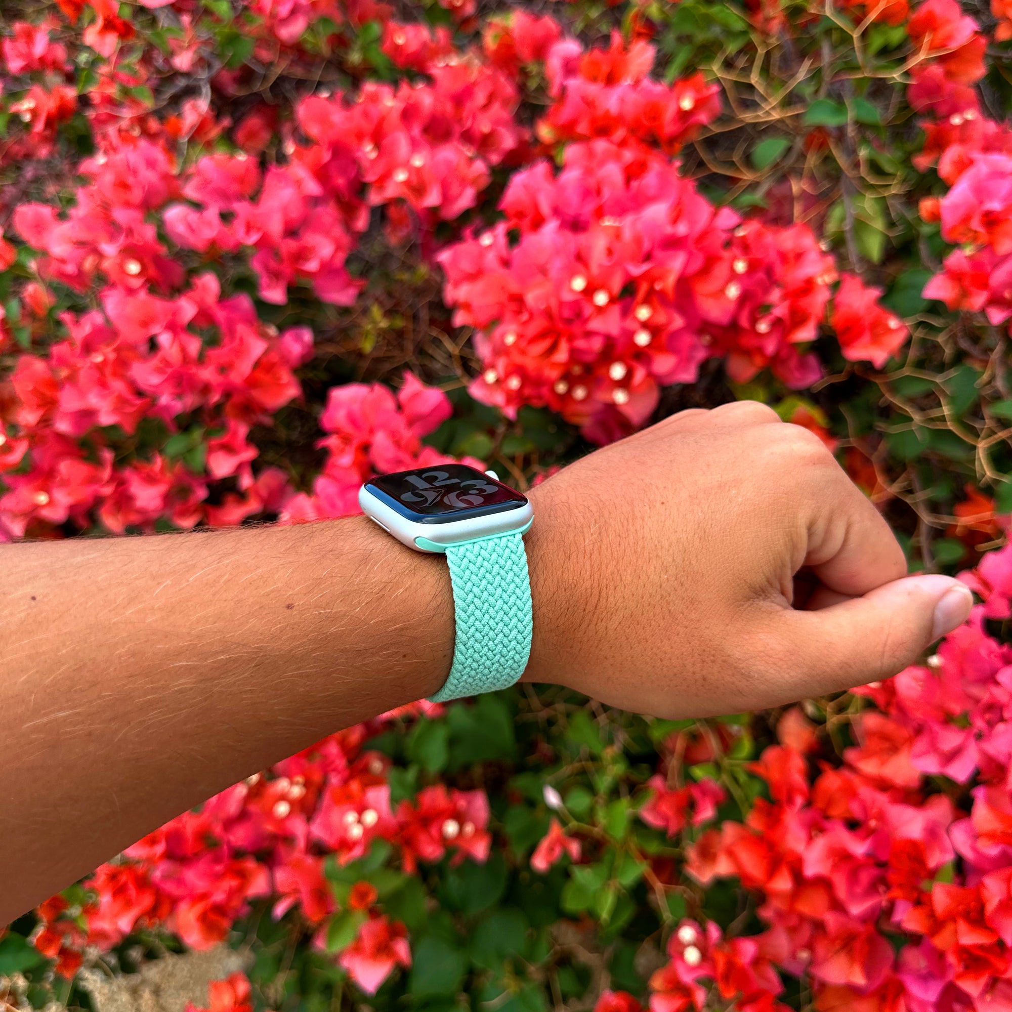 Geflochtene Apple Watch-Schlaufe, verstellbar – Pistazie
