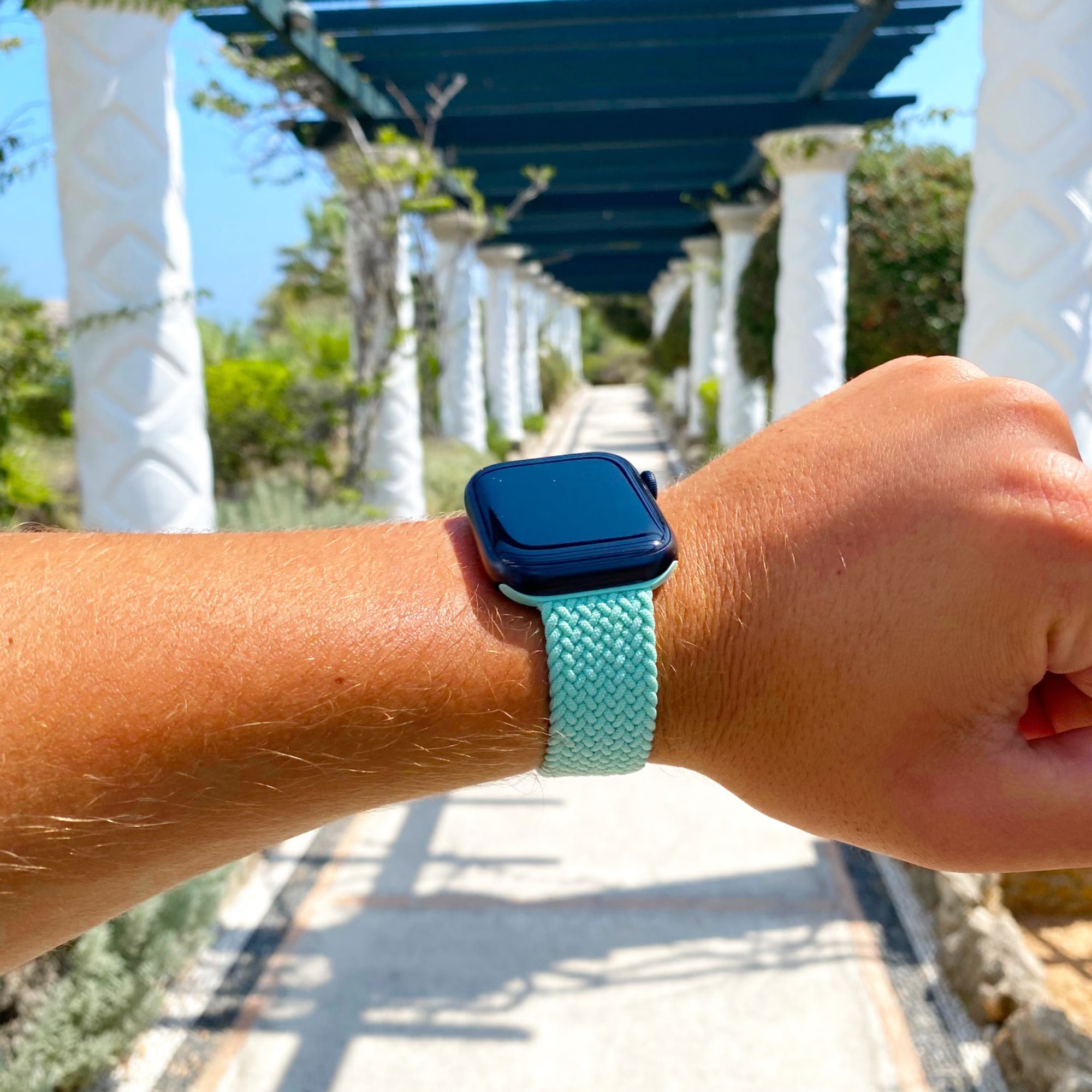 Geflochtene Apple Watch-Schlaufe, verstellbar – Pistazie