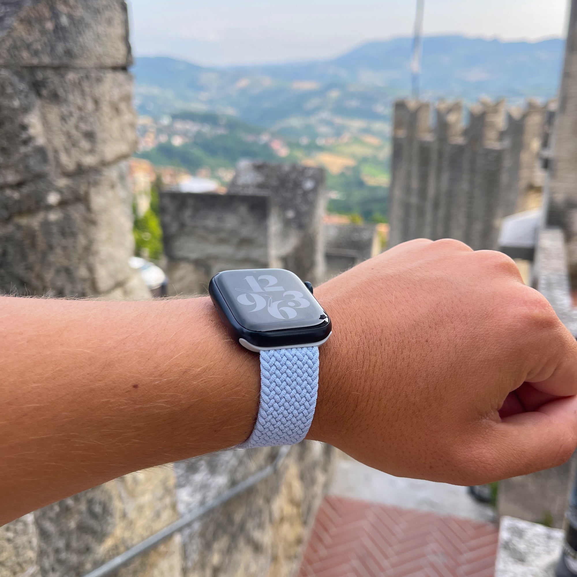 Geflochtenes Soloarmband für die Apple Watch – Babyblau