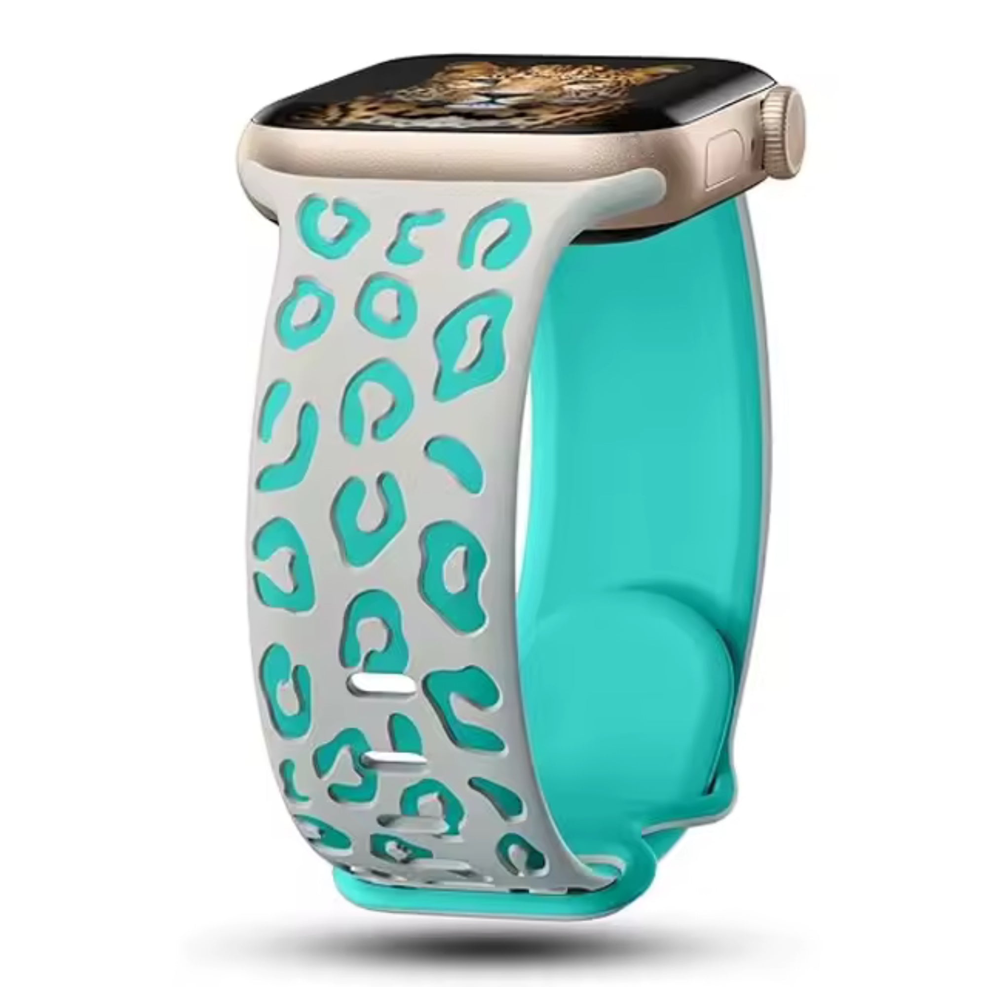 Apple Watch siliconen panter bandje - turquoise