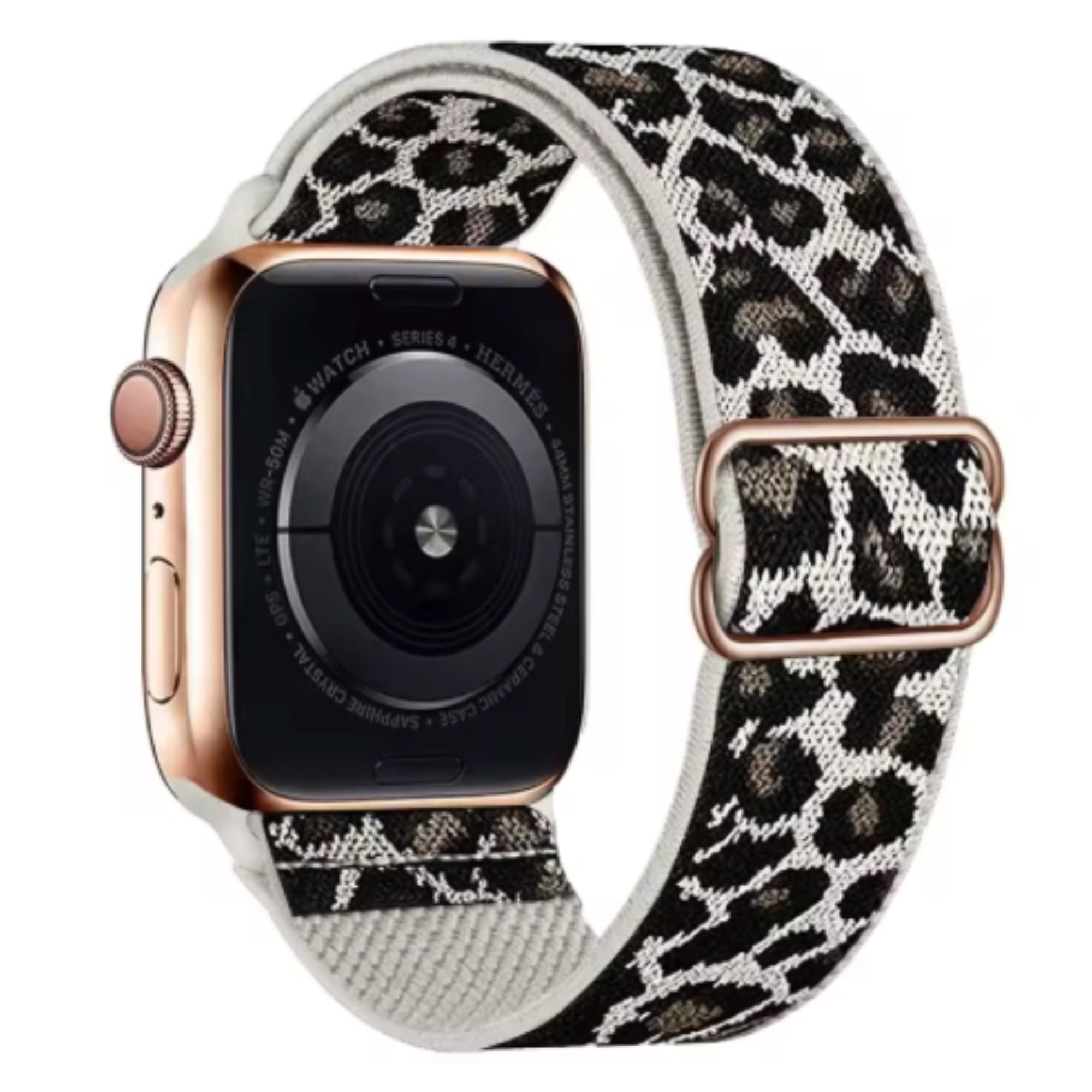 Apple Watch nylon band verstelbaar - panter wit