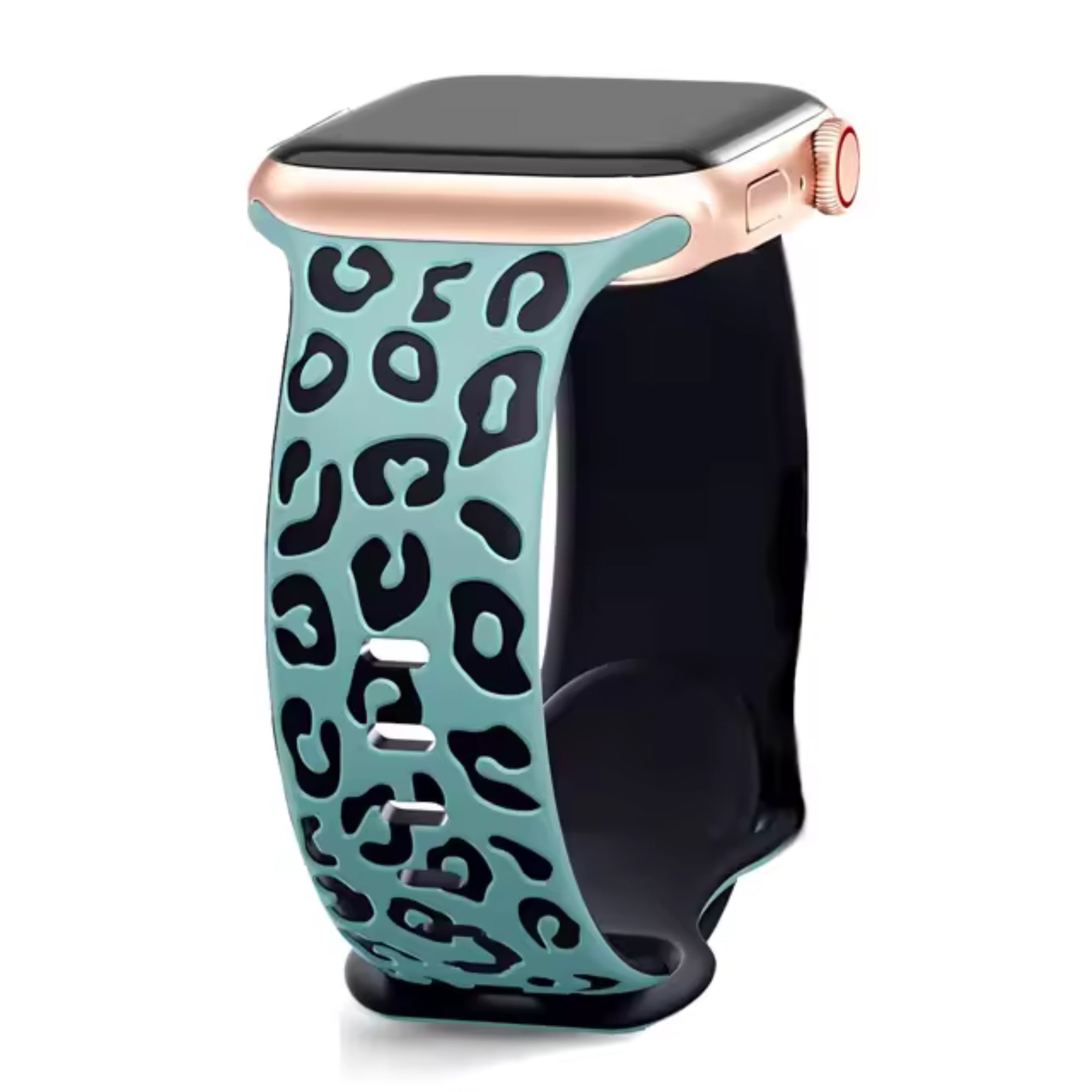 Apple Watch siliconen panter bandje - cactus zwart