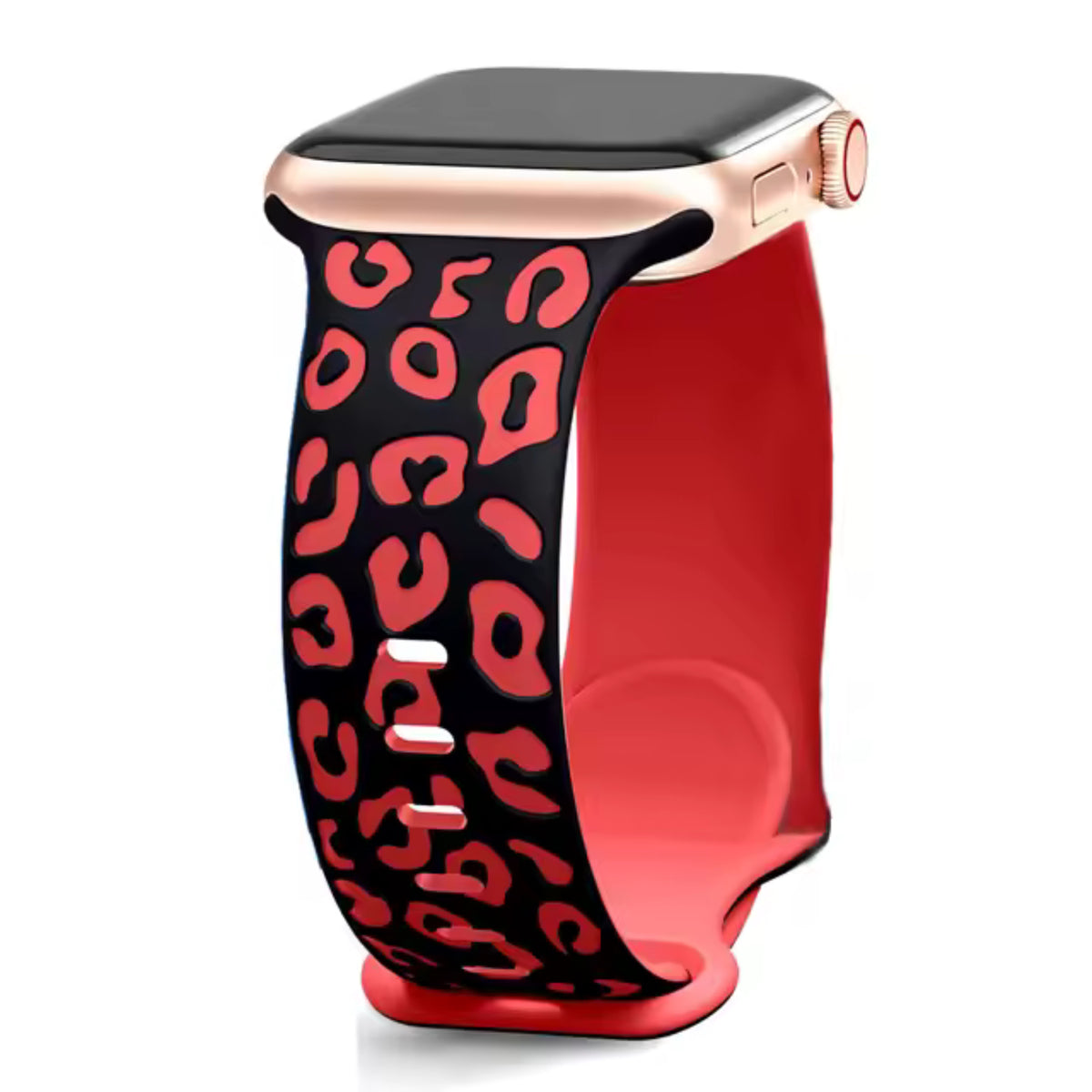 Apple Watch siliconen panter bandje - zwart rood