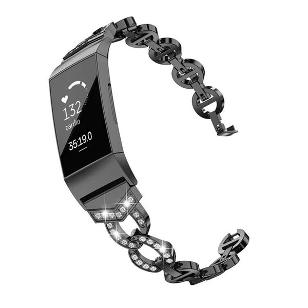 Fitbit Charge 5/6 diamond bandje - zwart
