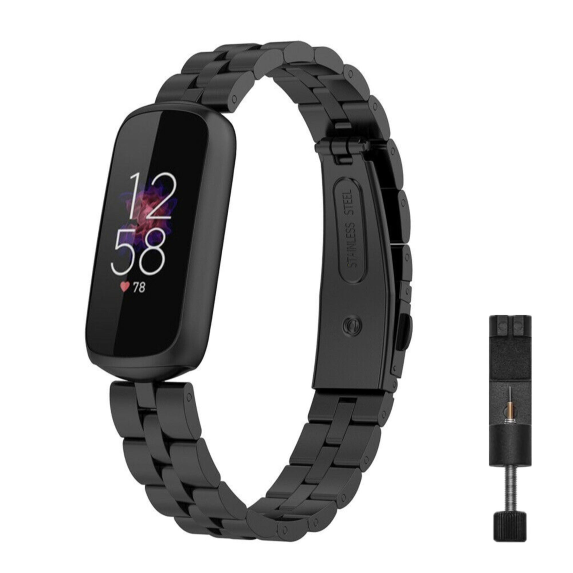 Fitbit Luxe stalen band - zwart