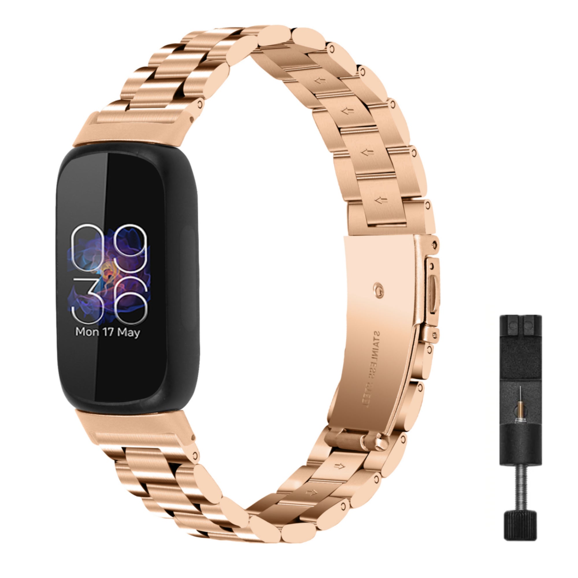 Fitbit inspire 3 stalen band - rosé goud
