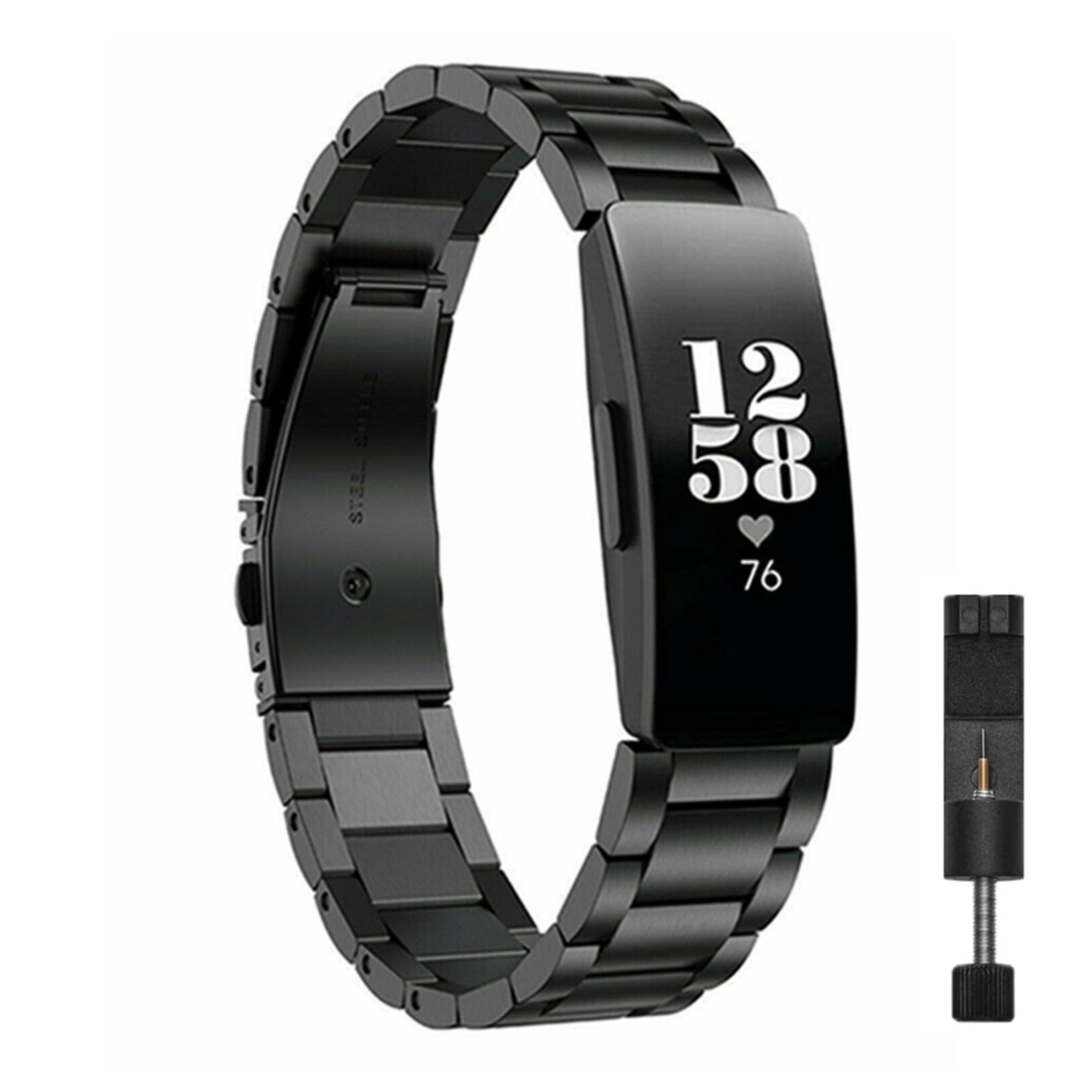 Fitbit inspire stalen band - zwart