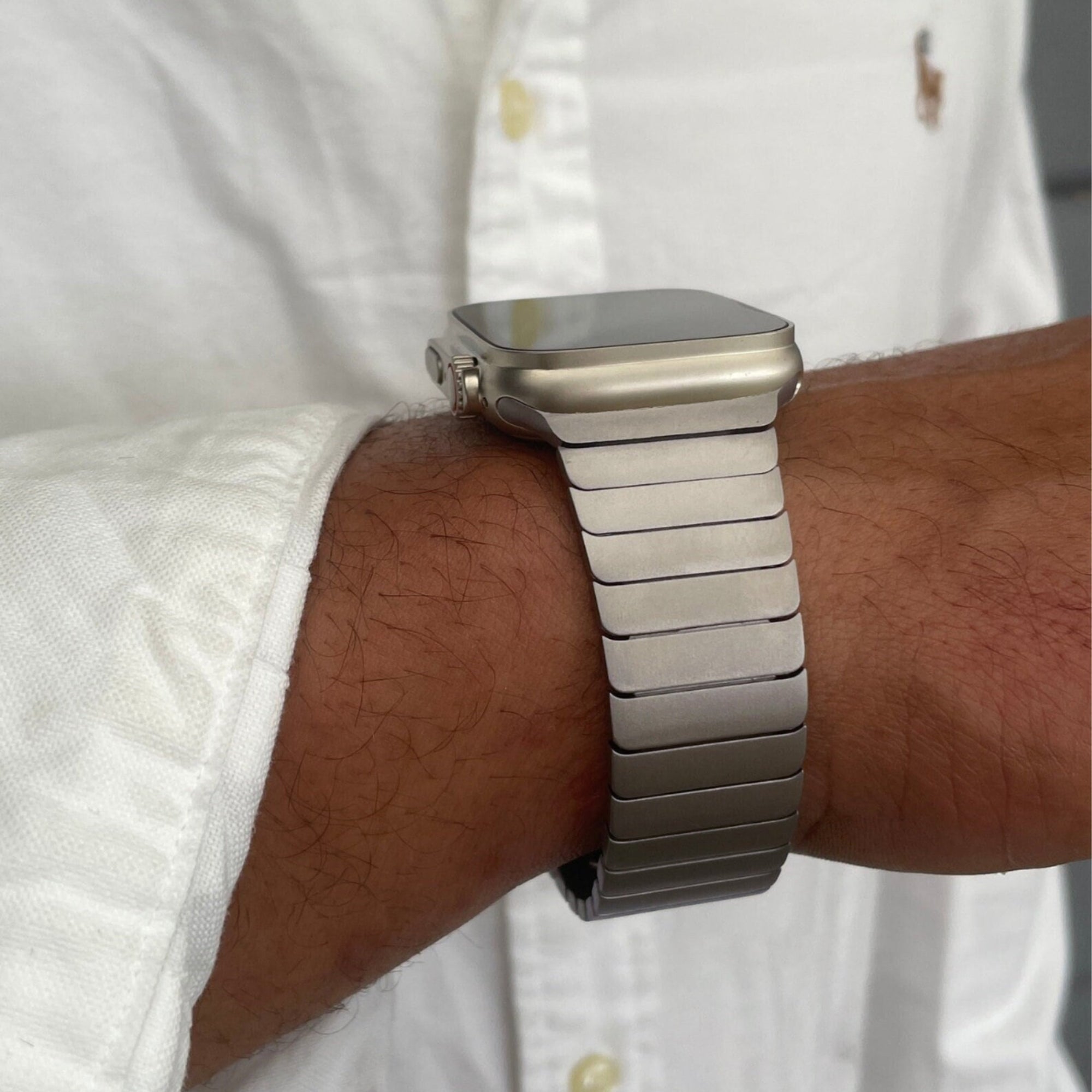 Apple Watch stalen link band - starlight