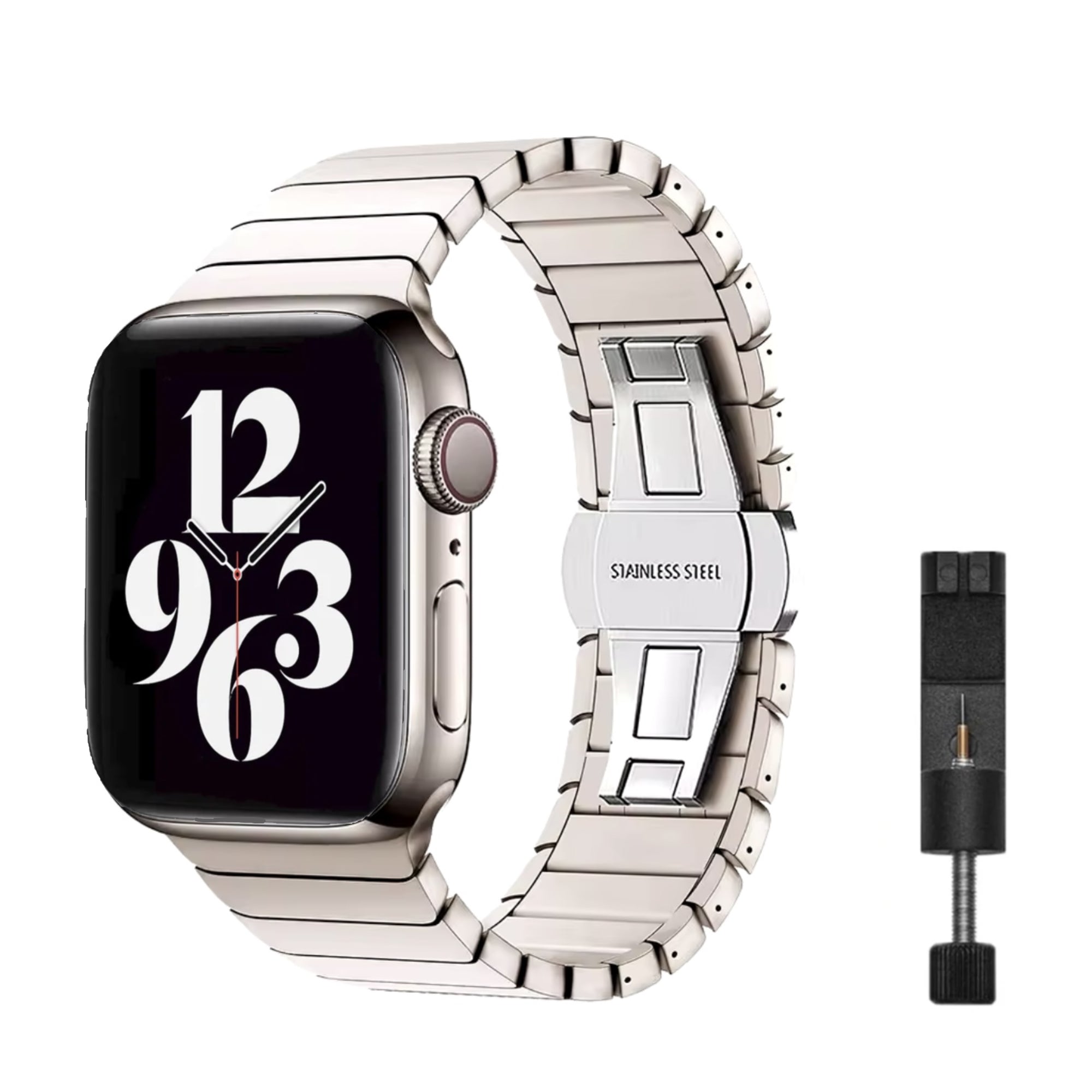 Apple Watch stalen link band - starlight