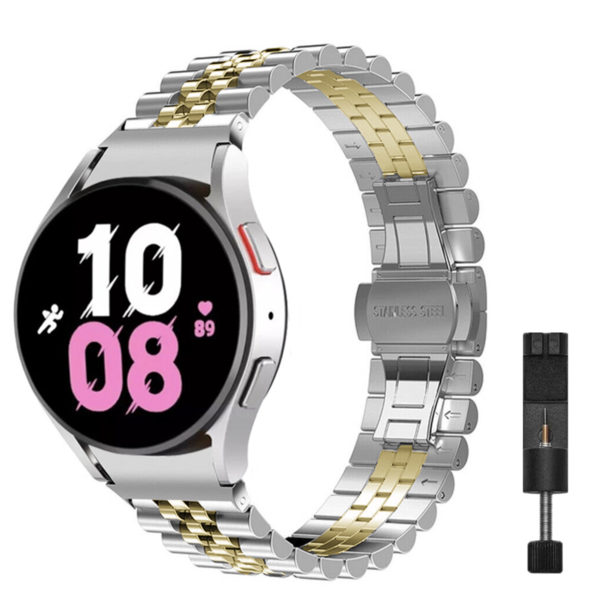 Samsung Galaxy Watch jubilee bandje voor watch 4/5/5pro - zilver goud
