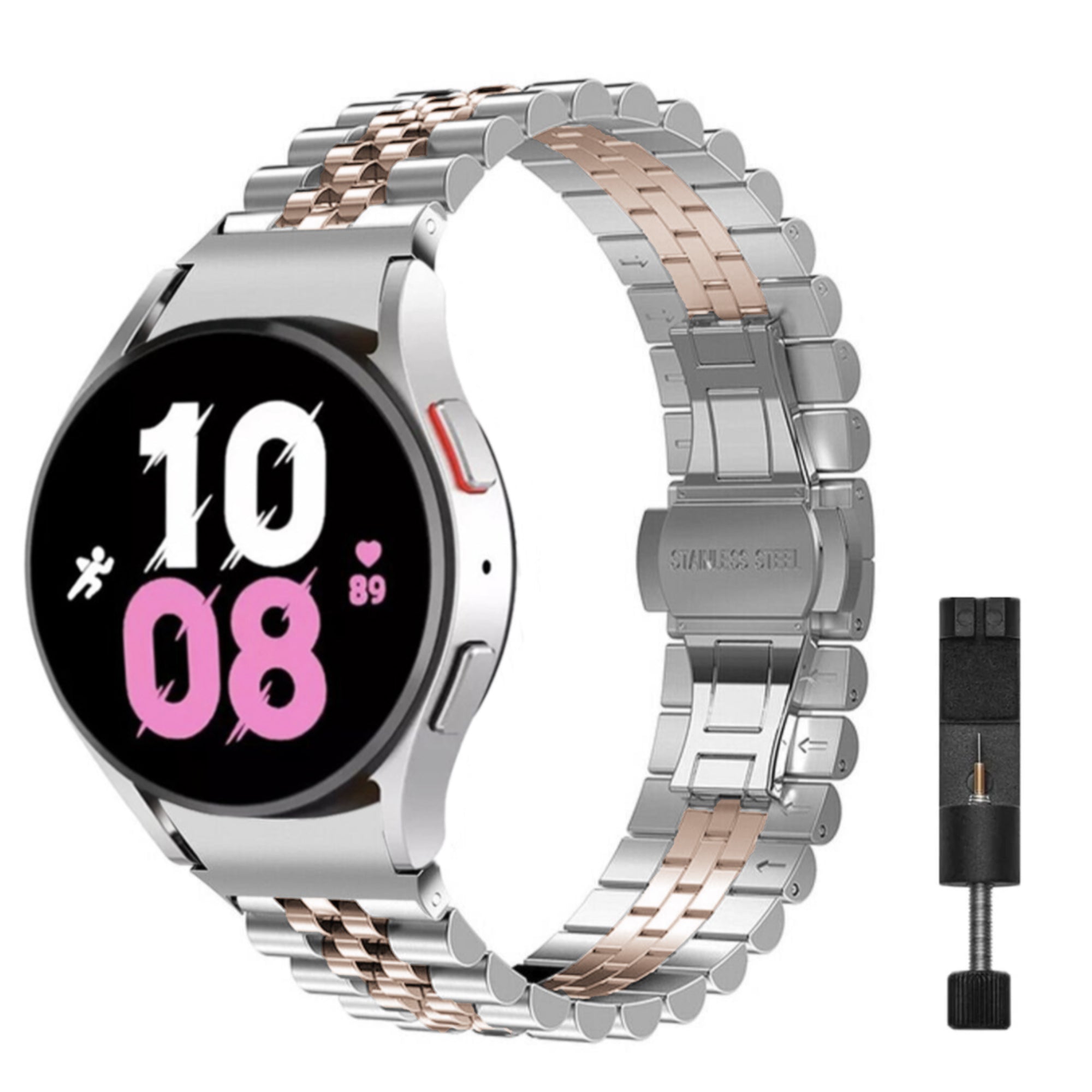 Samsung Galaxy Watch jubilee bandje voor watch 4/5/5pro - zilver rosé