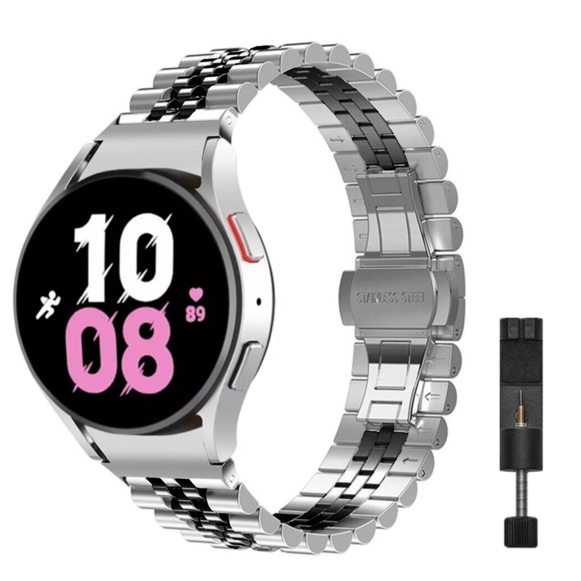 Samsung Galaxy Watch Jubiläumsarmband für Uhr 4/5/5pro – Silber Schwarz