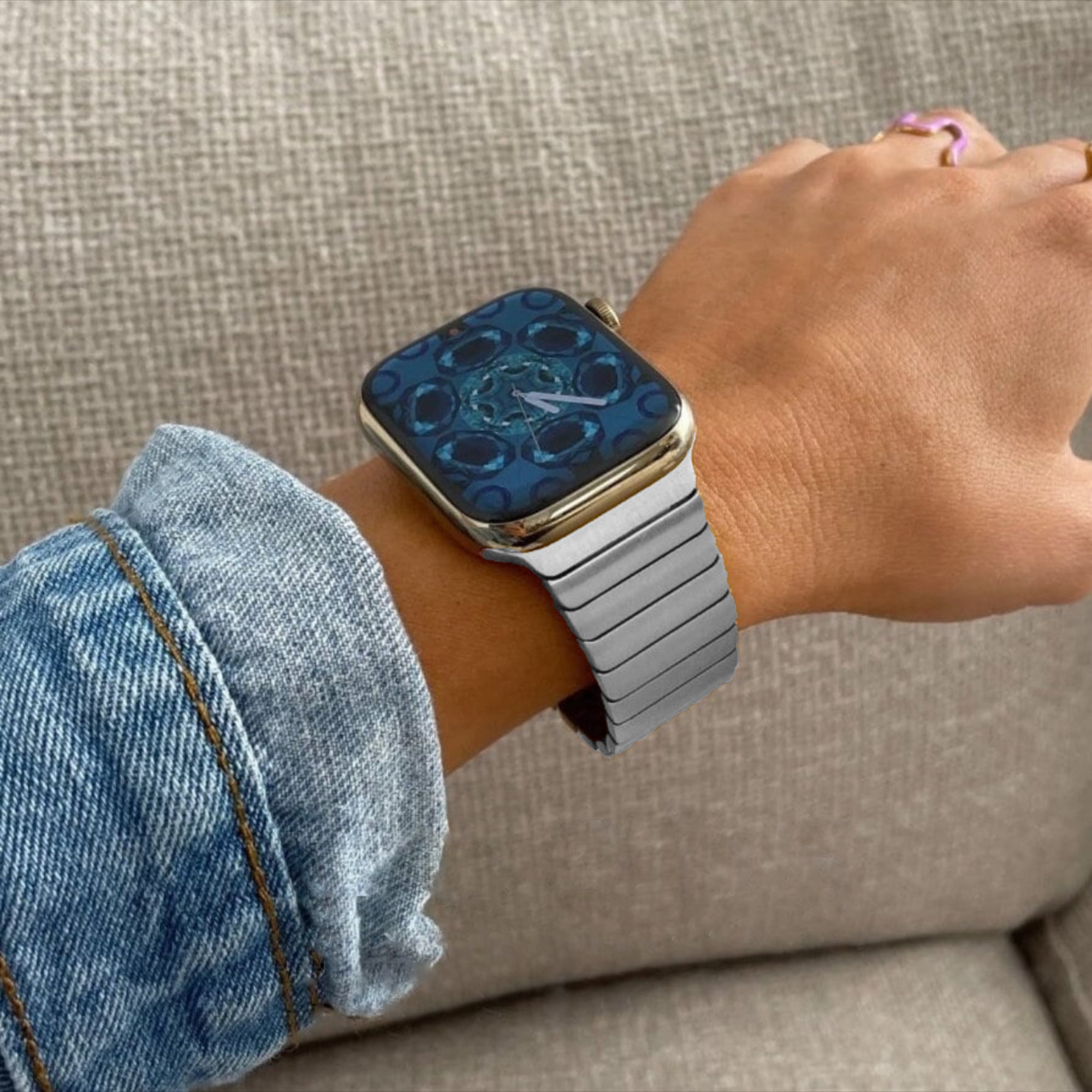 Apple Watch stalen link band - zilver