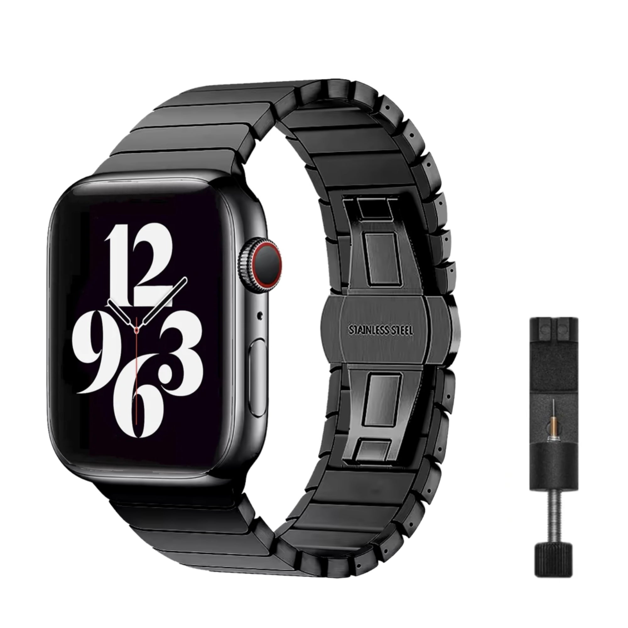 Apple Watch stalen link band zwart