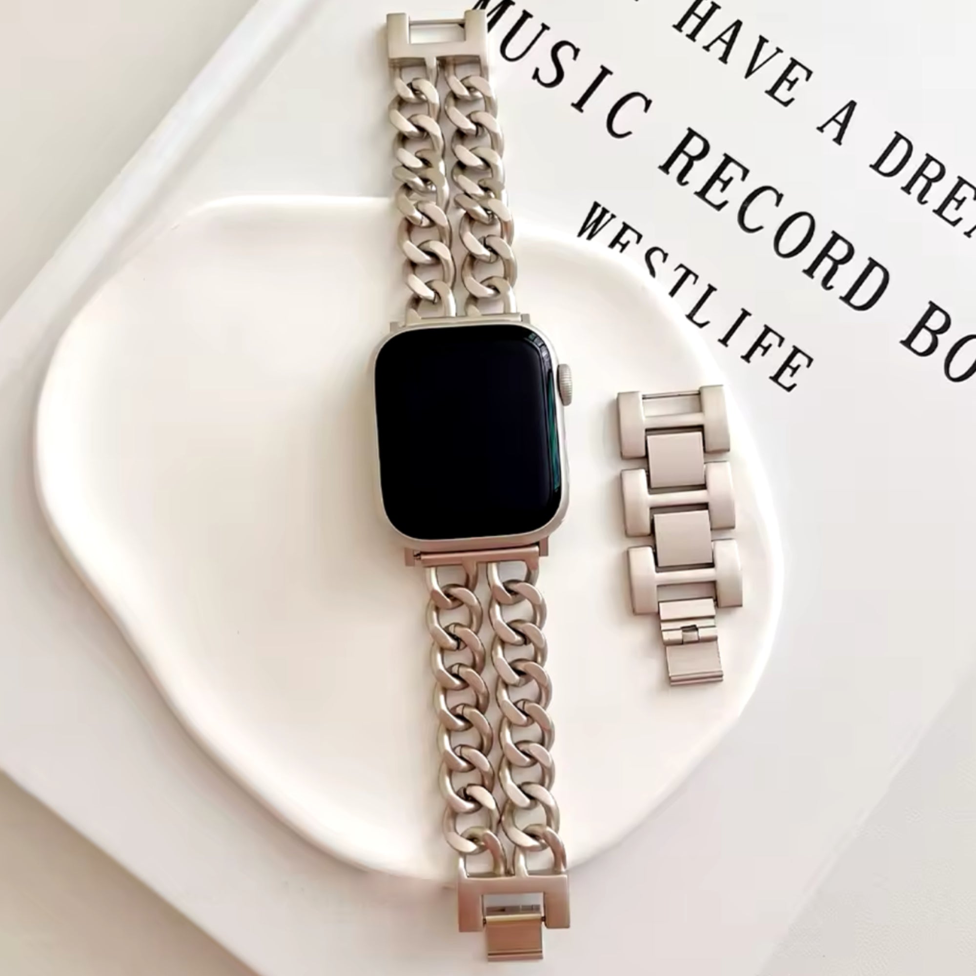 Apple Watch dubbel ketting schakel bandje - starlight
