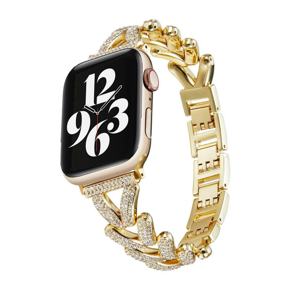 Apple Watch diamond V bandje - goud