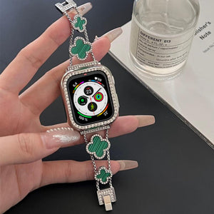Apple Watch clover band lucky green - zwart