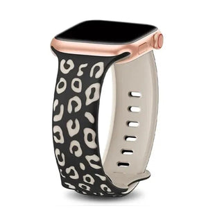 Apple Watch siliconen panter bandje - beige zwart