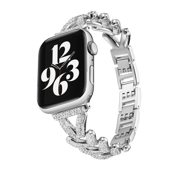 Apple Watch diamond V bandje - zilver
