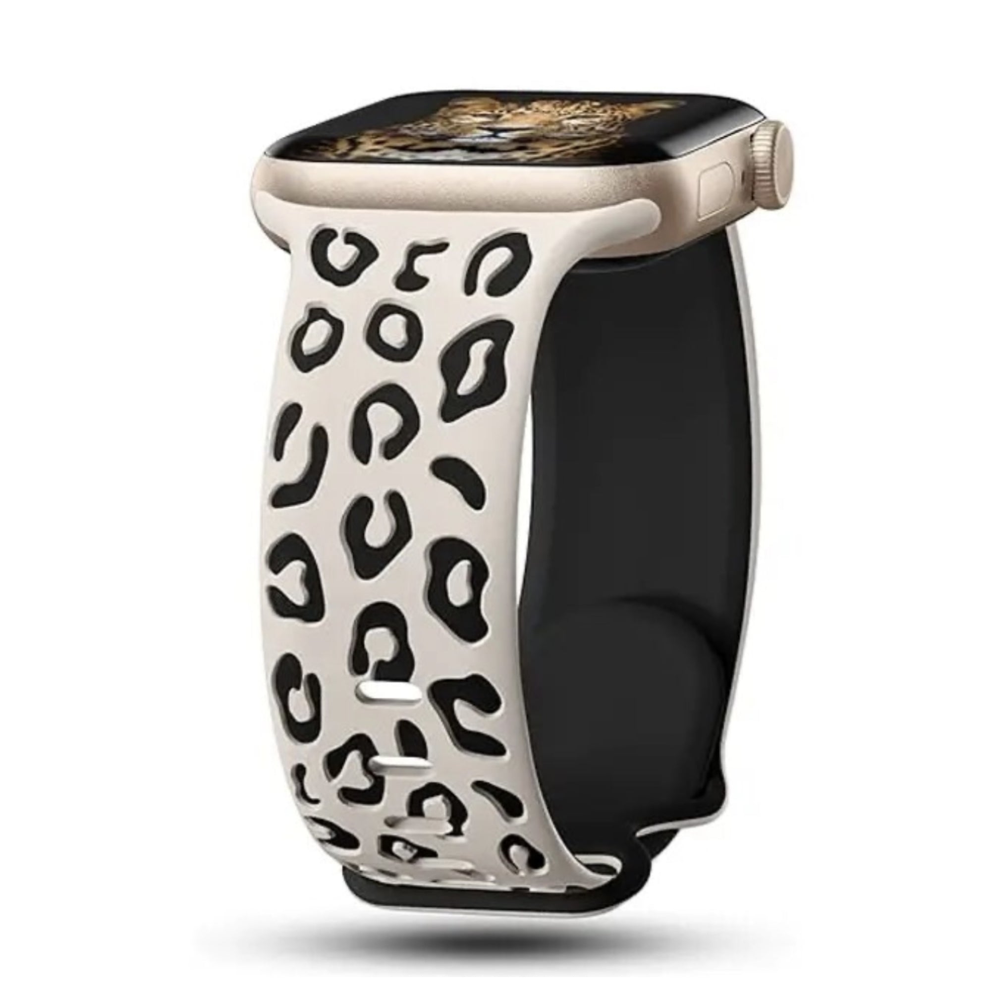 Apple Watch siliconen panter bandje starlight zwart