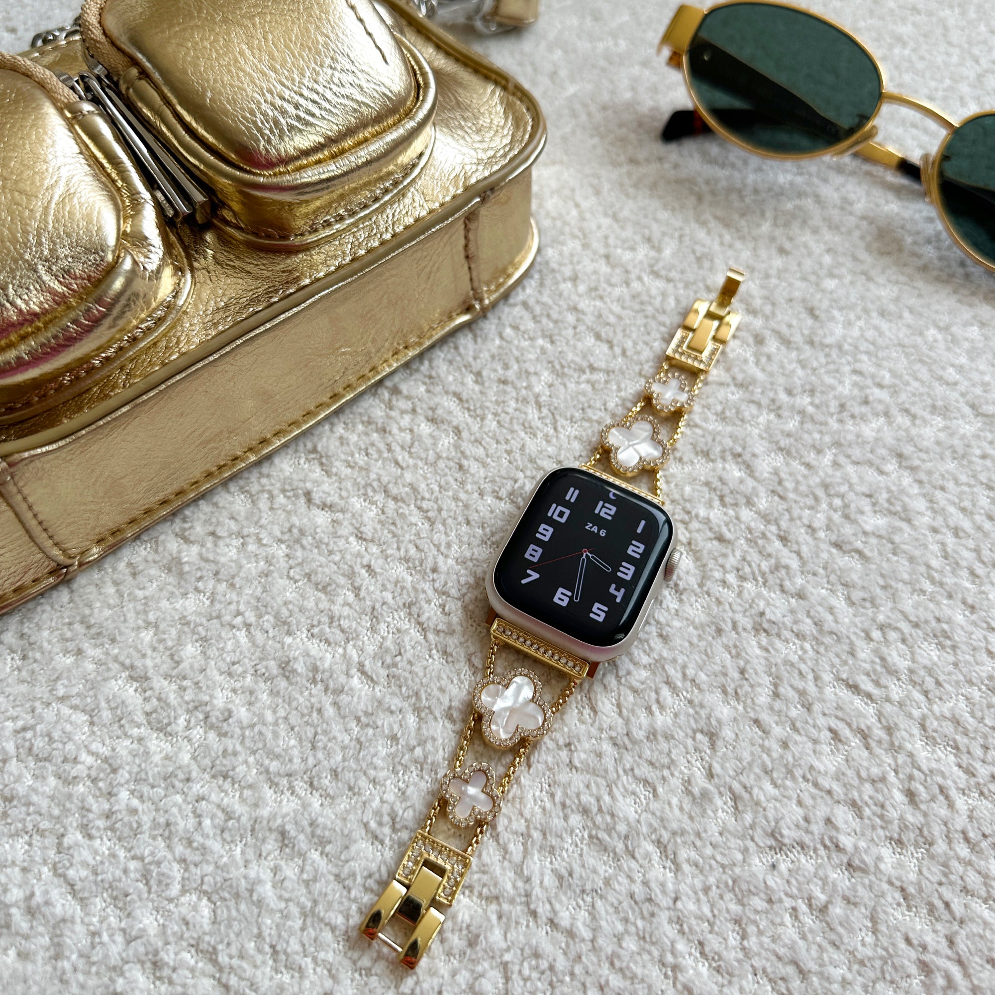 Apple Watch clover band pearl - goud