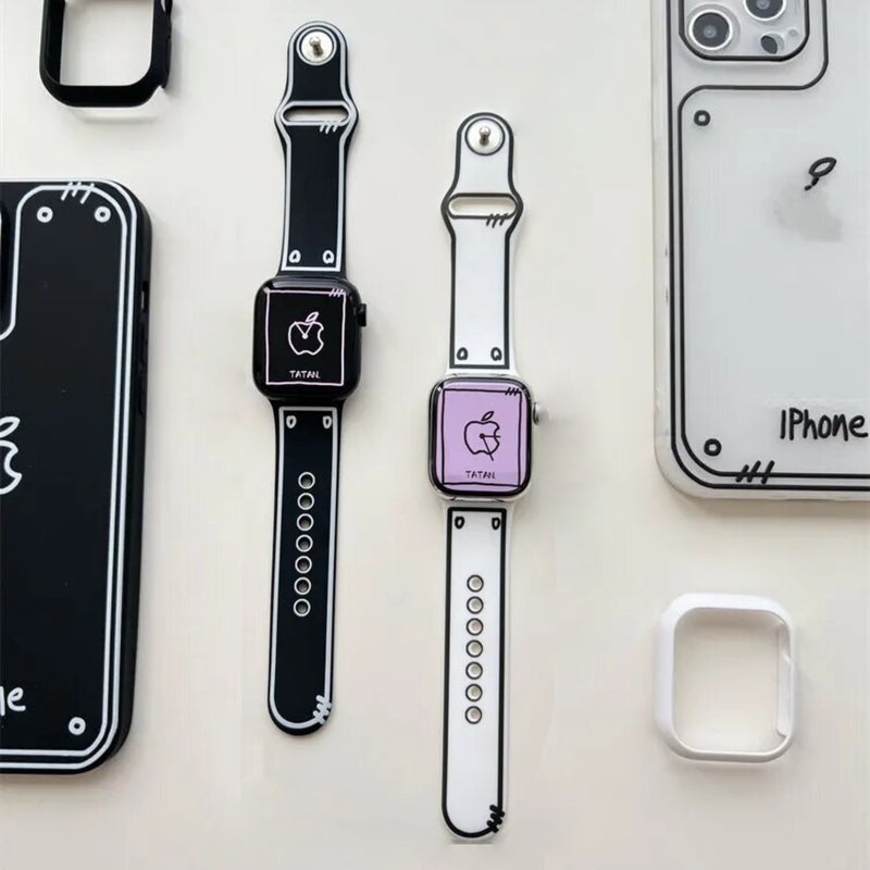 Apple Watch siliconen sketch band - wit