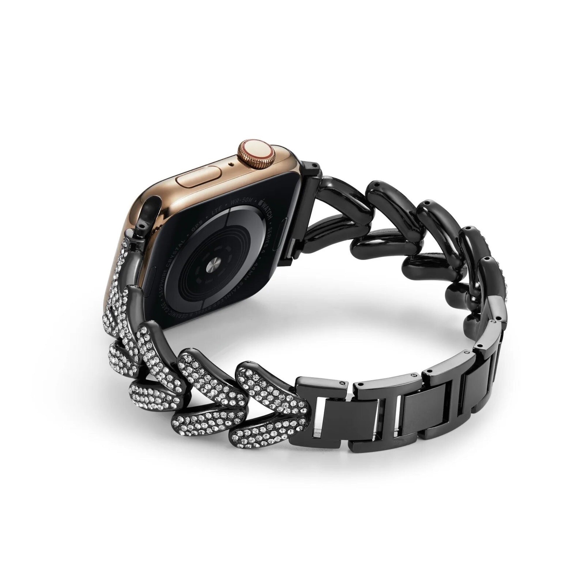Apple Watch diamond V bandje - zwart