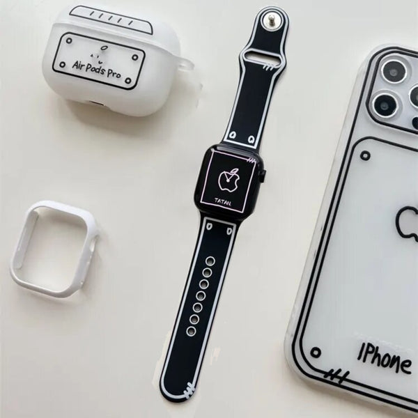 Apple Watch siliconen sketch band - zwart