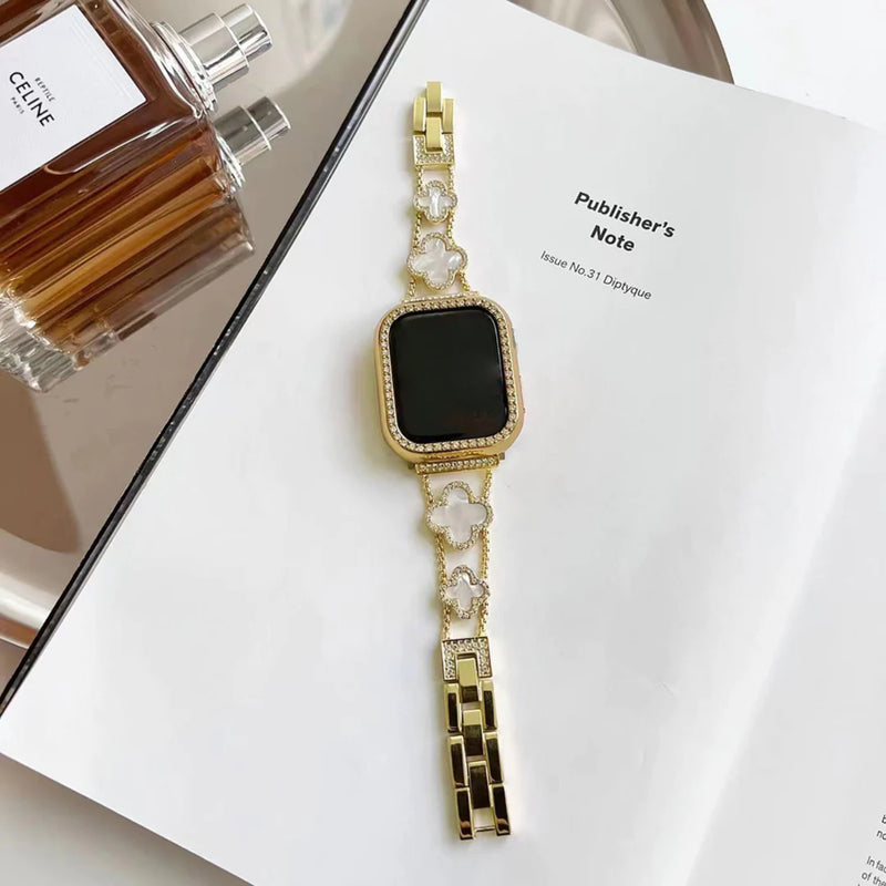 Apple Watch clover band pearl - goud
