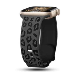 Apple Watch siliconen panter bandje - beige zwart