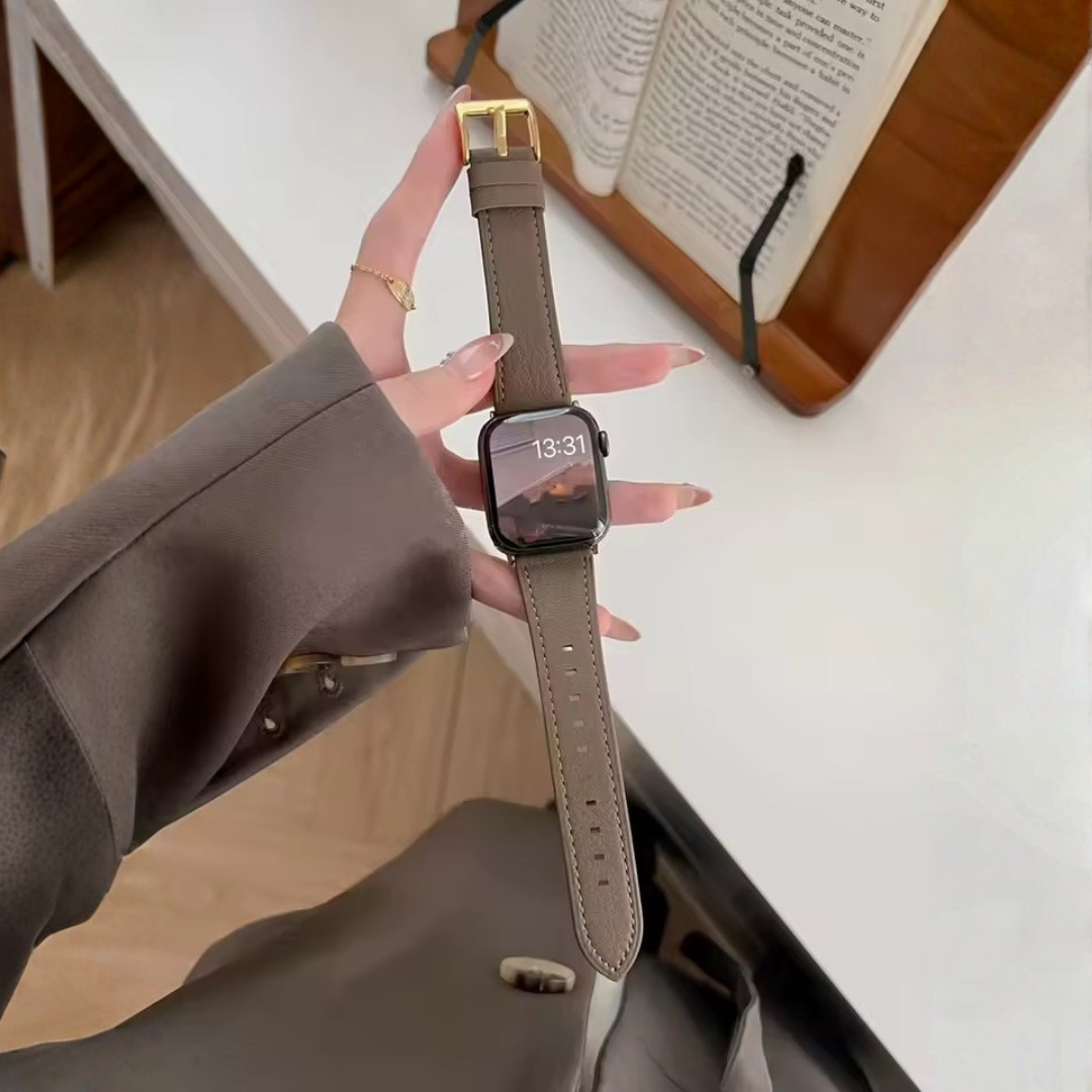 Apple Watch leren inspired band - grijs