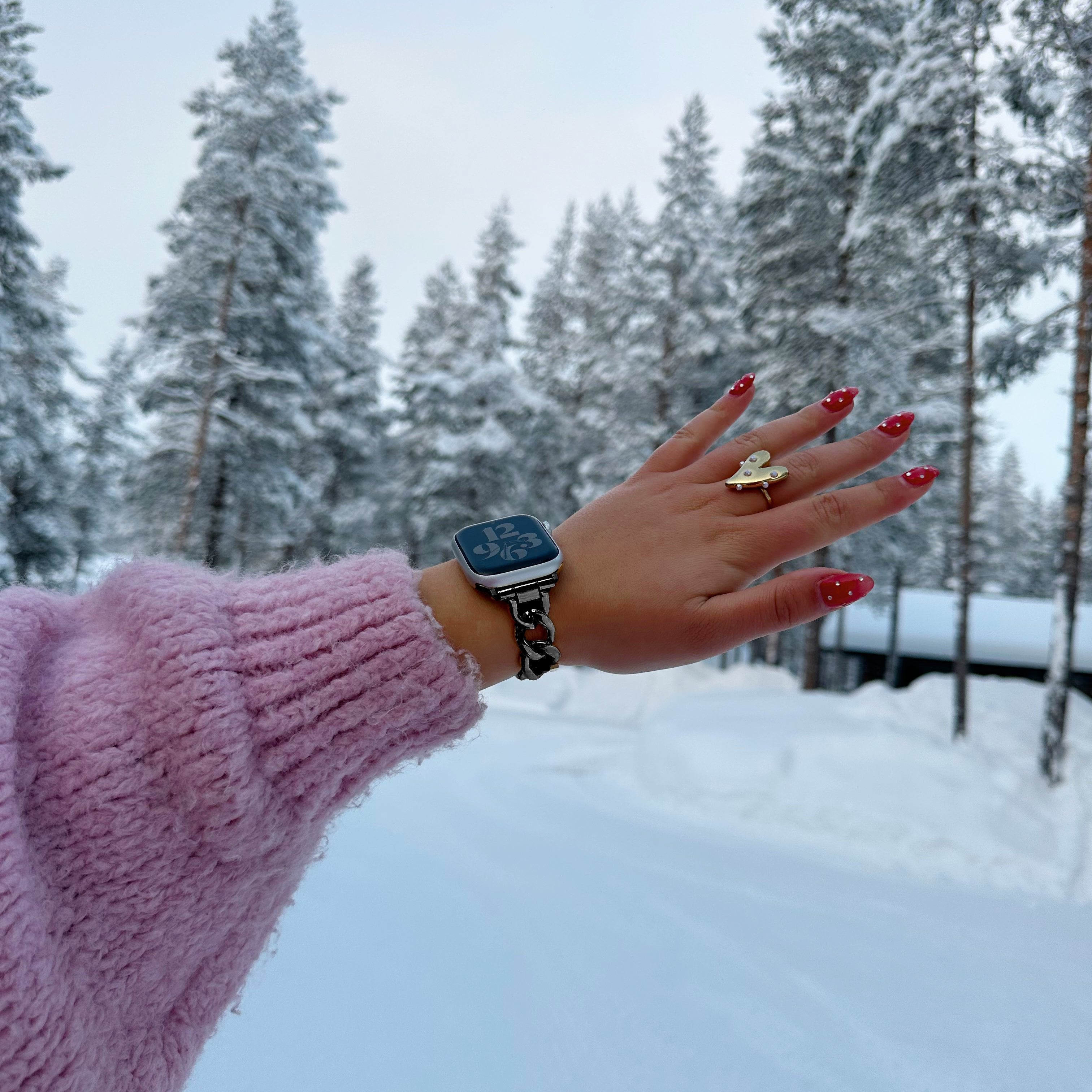 Apple Watch ketting schakel bandje - zwart