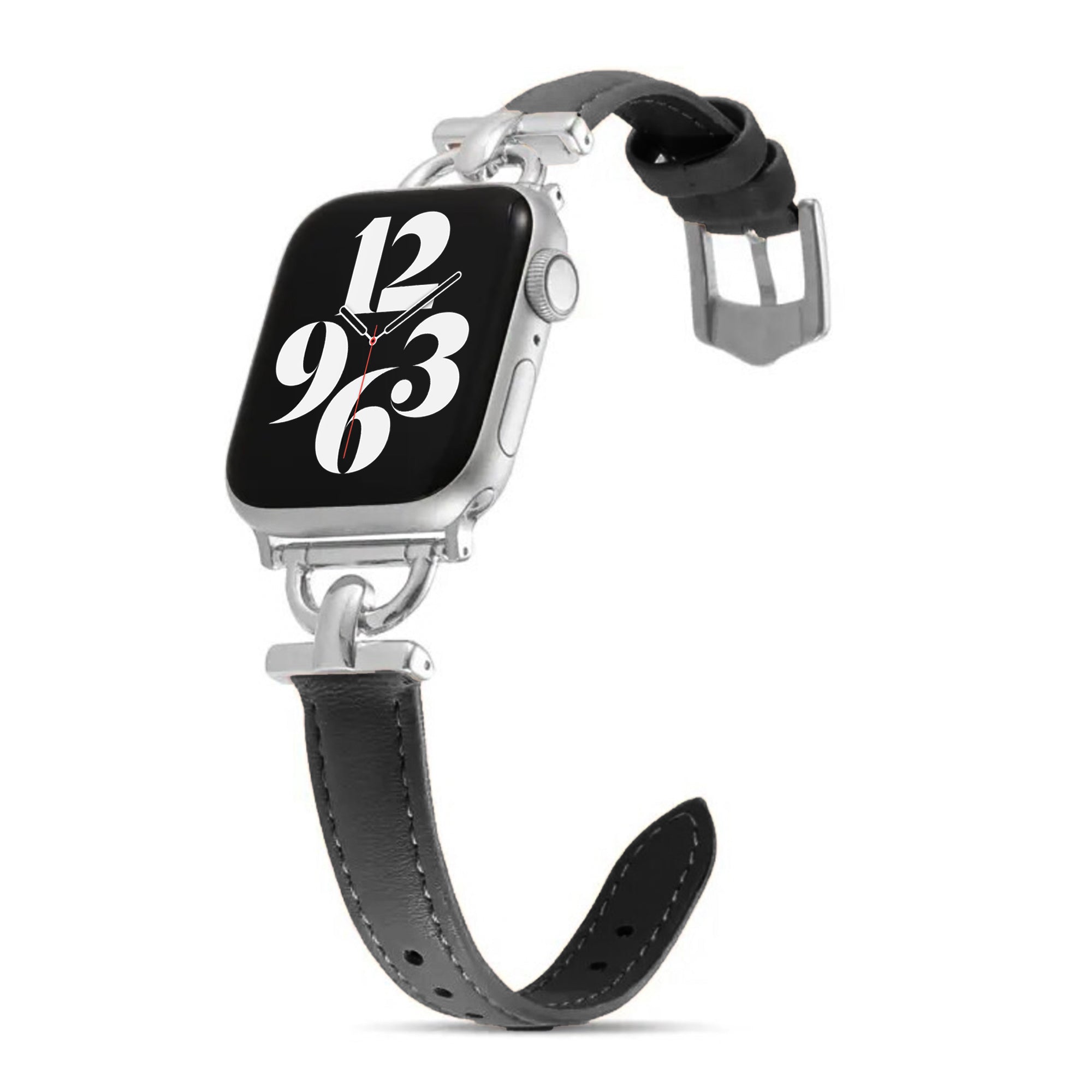 Apple Watch slim leren band - zwart