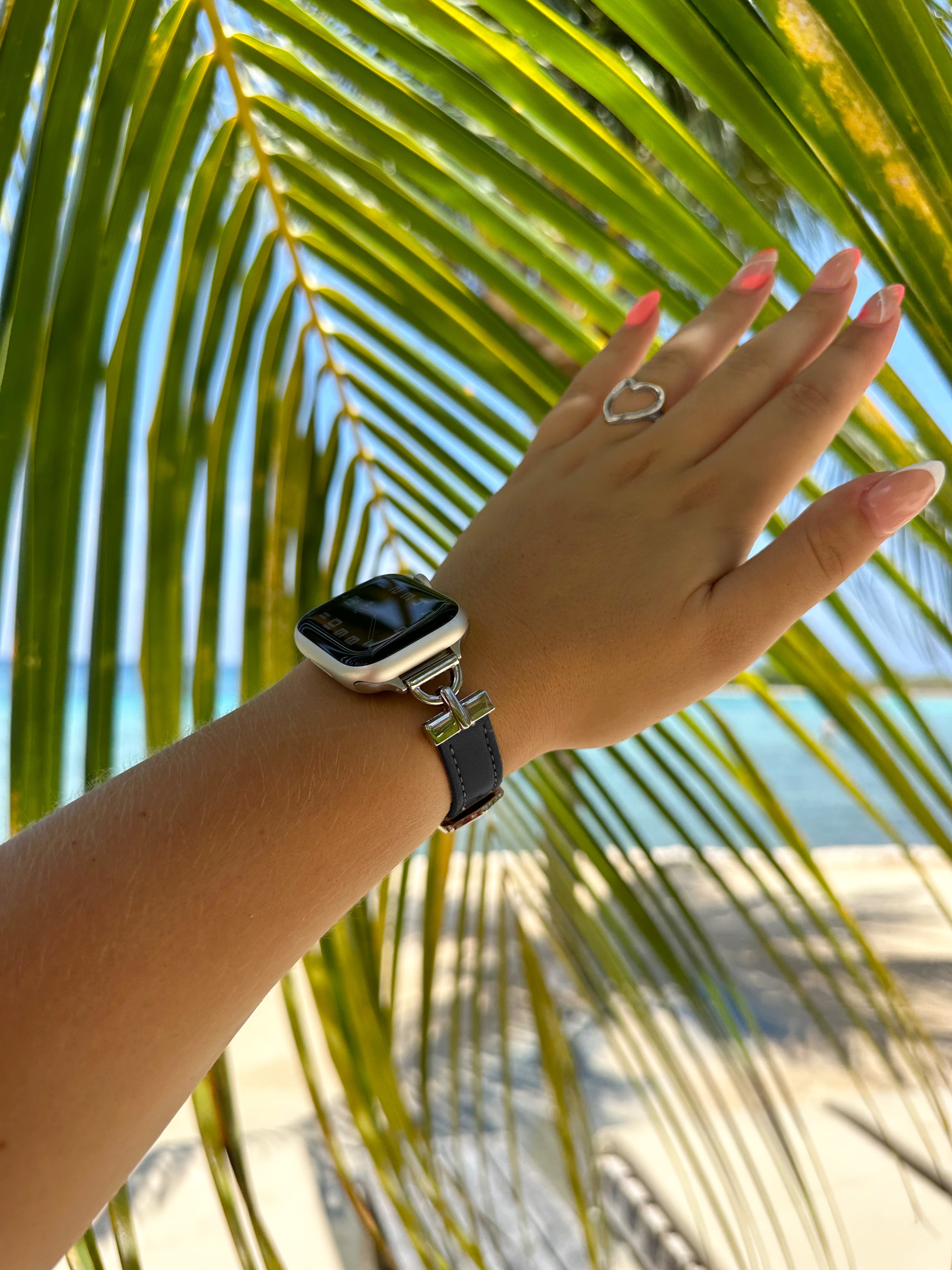 Apple Watch slim leren band - zwart