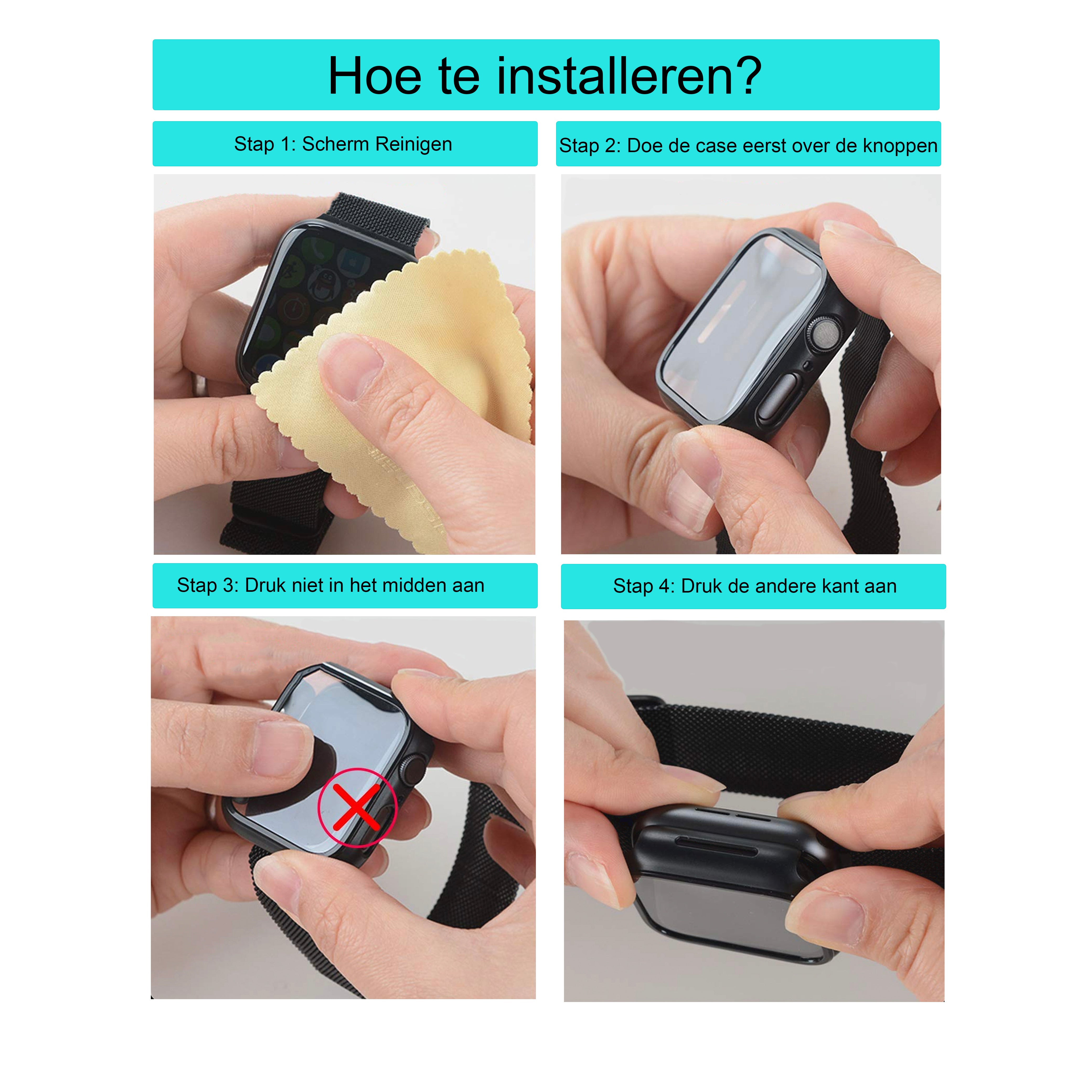 Apple Watch 2-1 case - hoogglans zwart