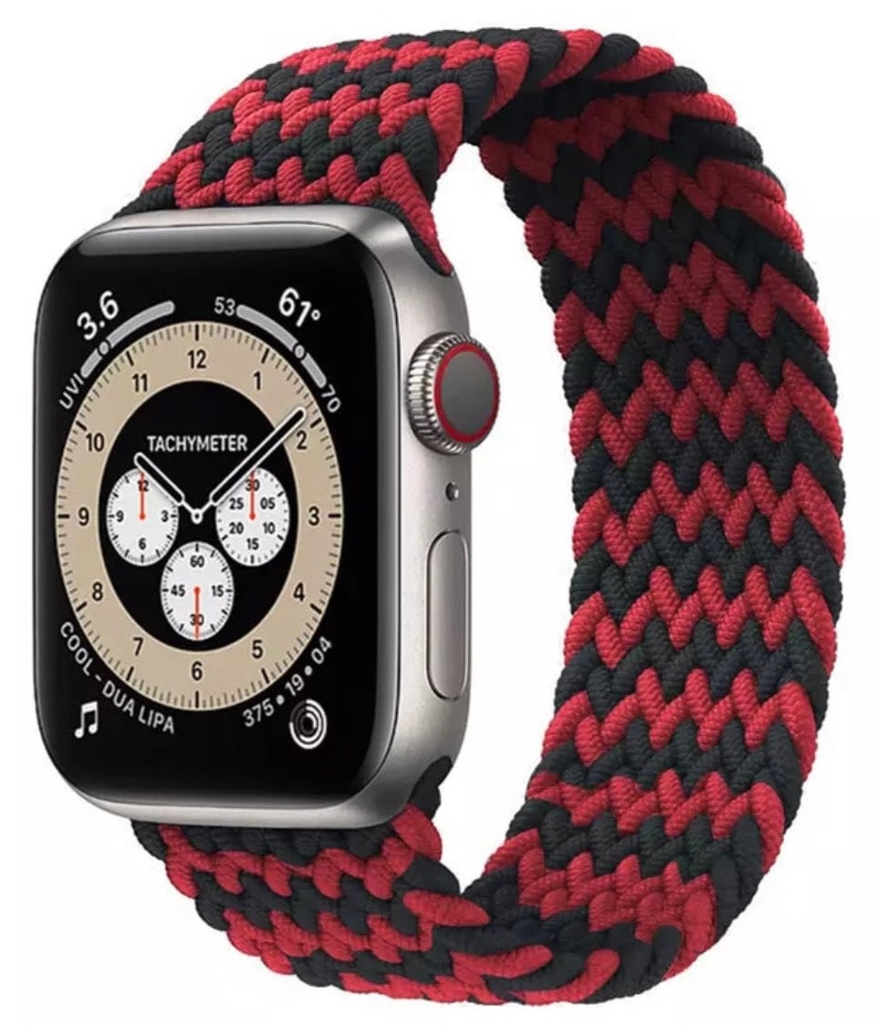 Geflochtene Solo-Schlaufe für die Apple Watch – Schwarz-Rot