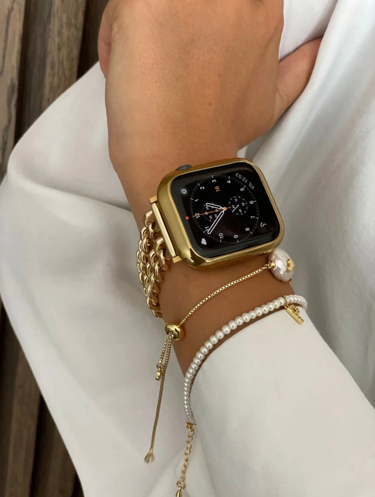 Apple Watch dubbel ketting schakel bandje - goud