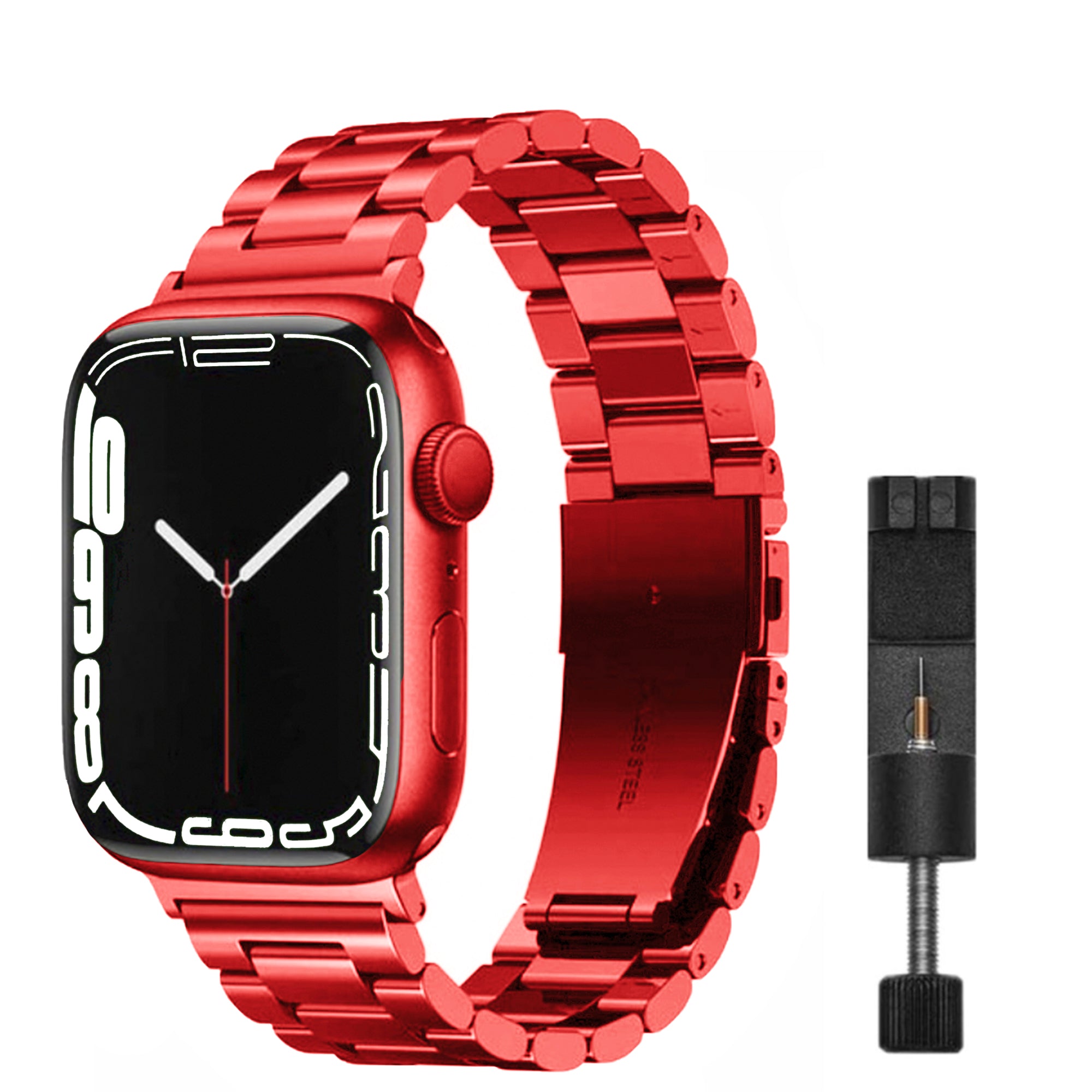 Apple Watch stalen schakel band rood
