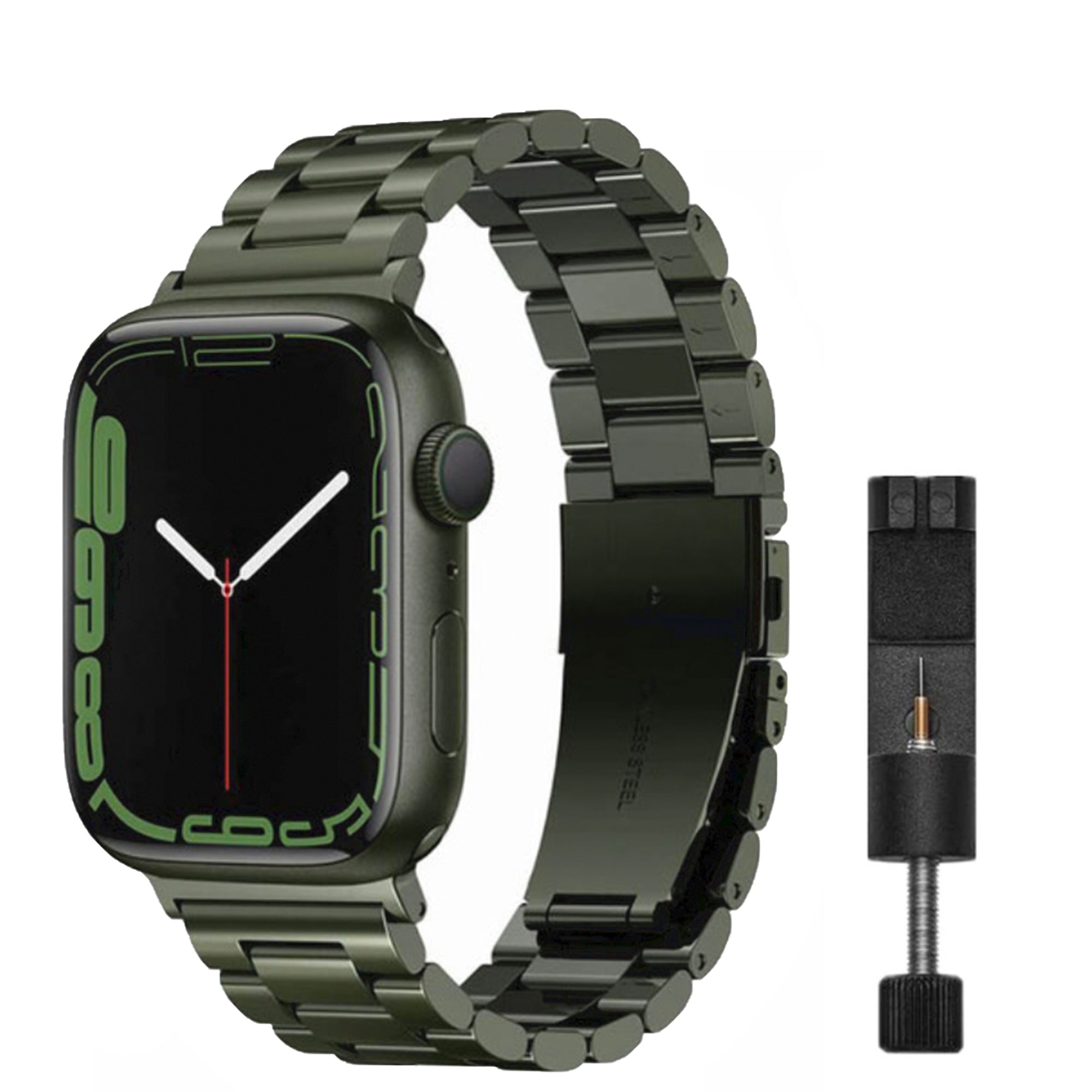 Apple Watch Stahlgliederarmband – Armeegrün
