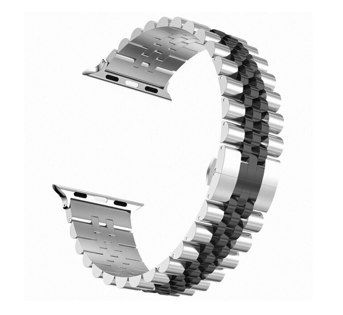 Apple Watch Stahl-Jubiläumsarmband – Silber Schwarz