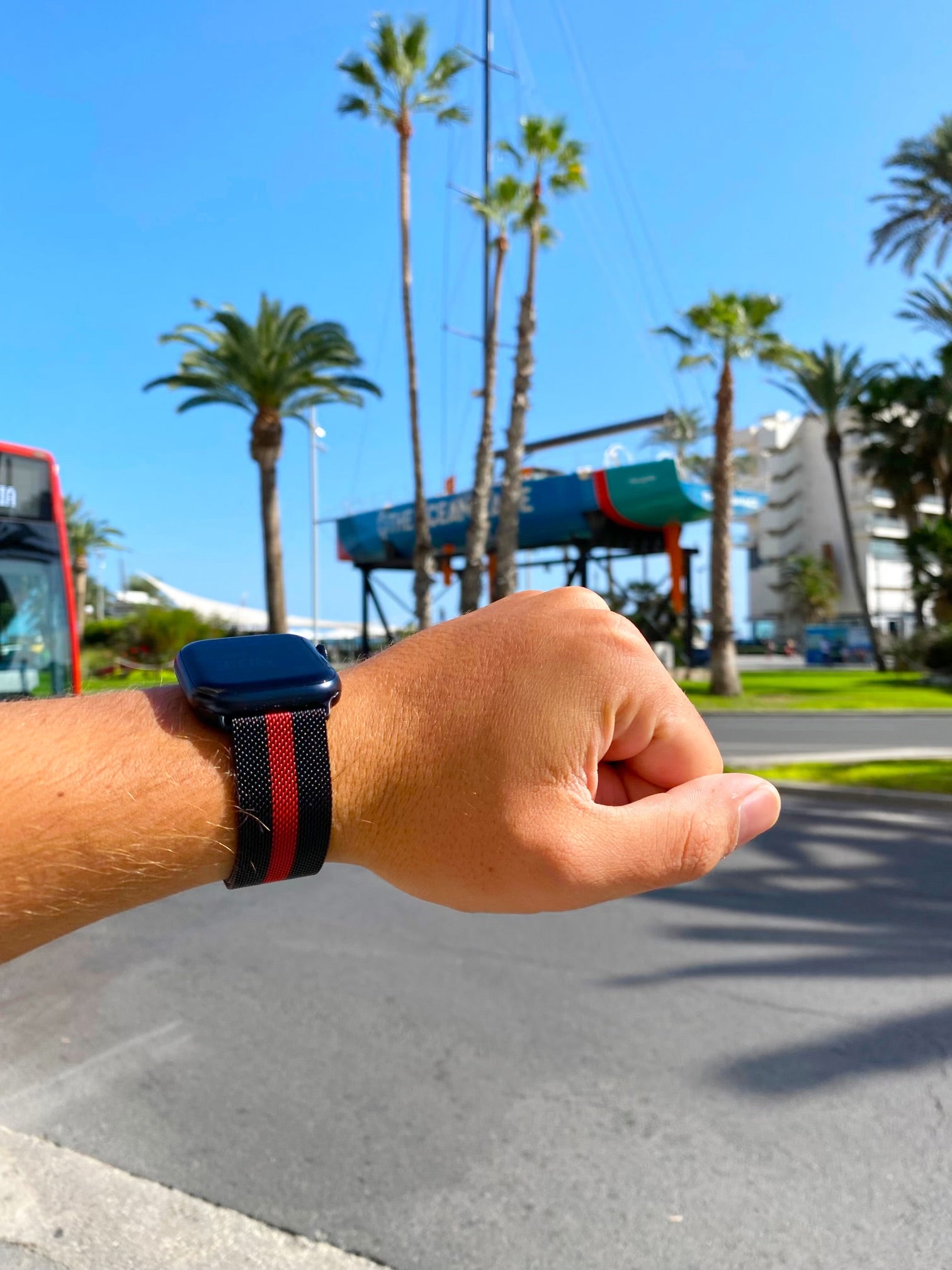 Apple Watch milanese band - zwart rood
