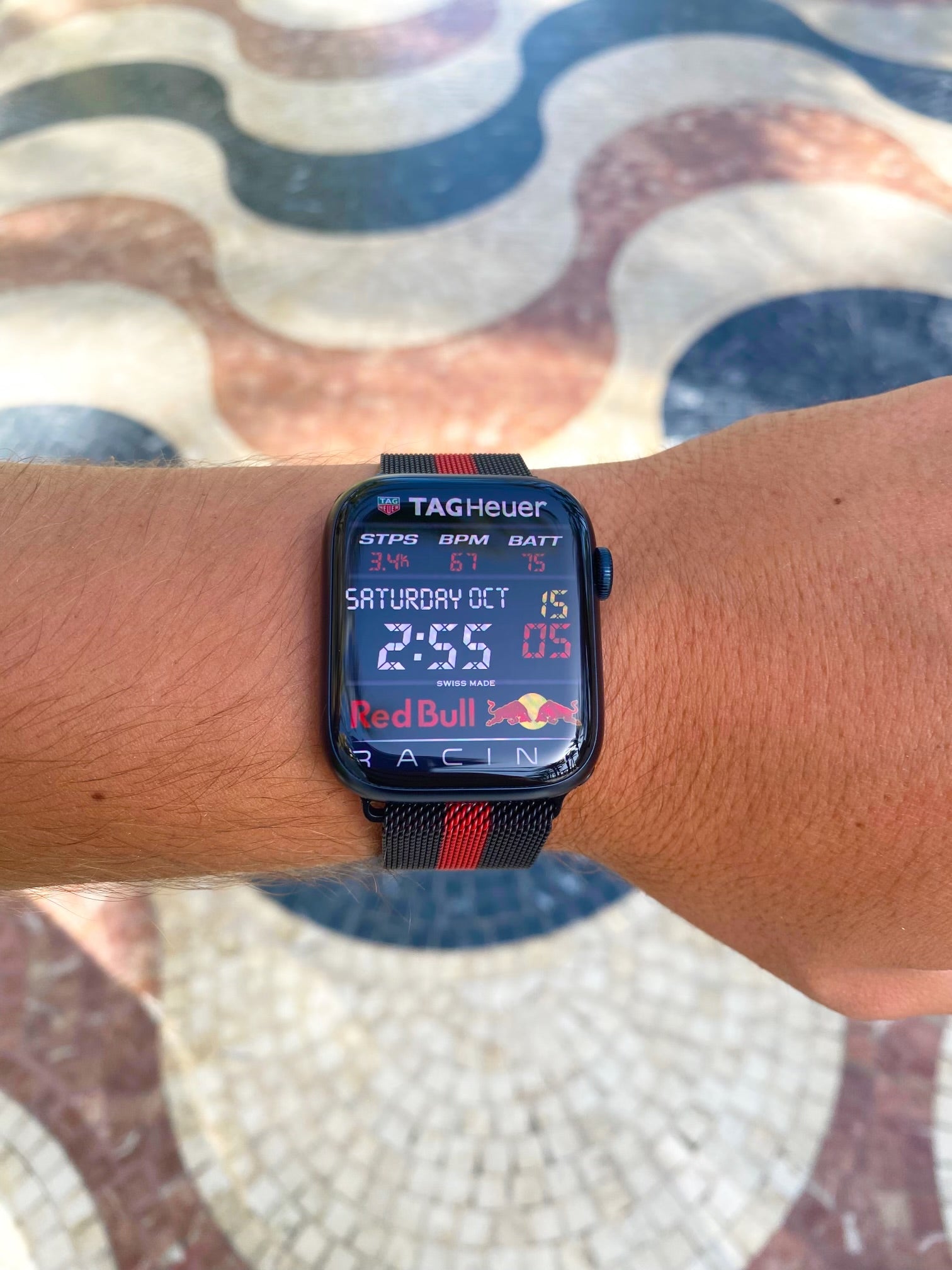 Apple Watch milanese band - zwart rood