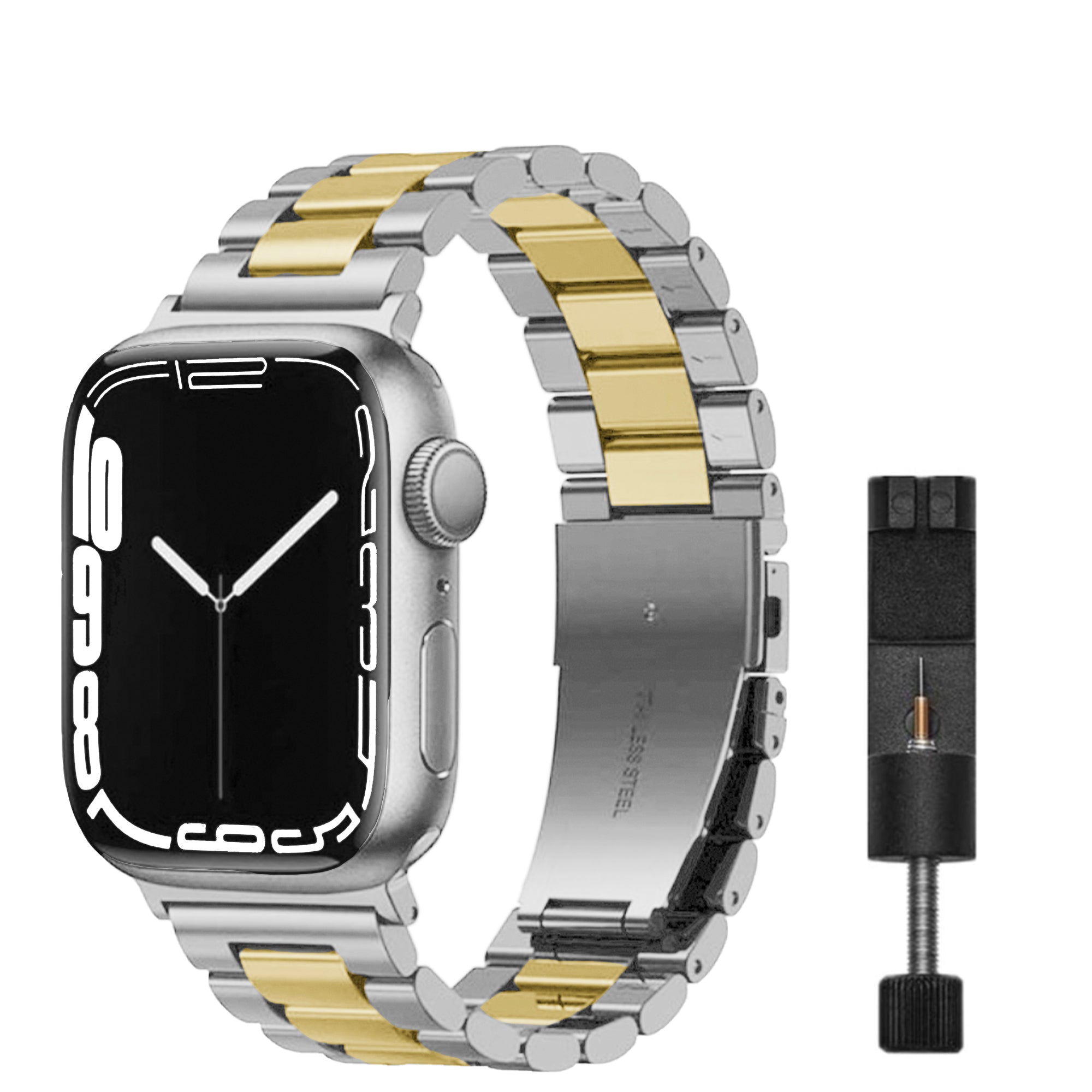Apple Watch Stahlgliederarmband – Silbergold