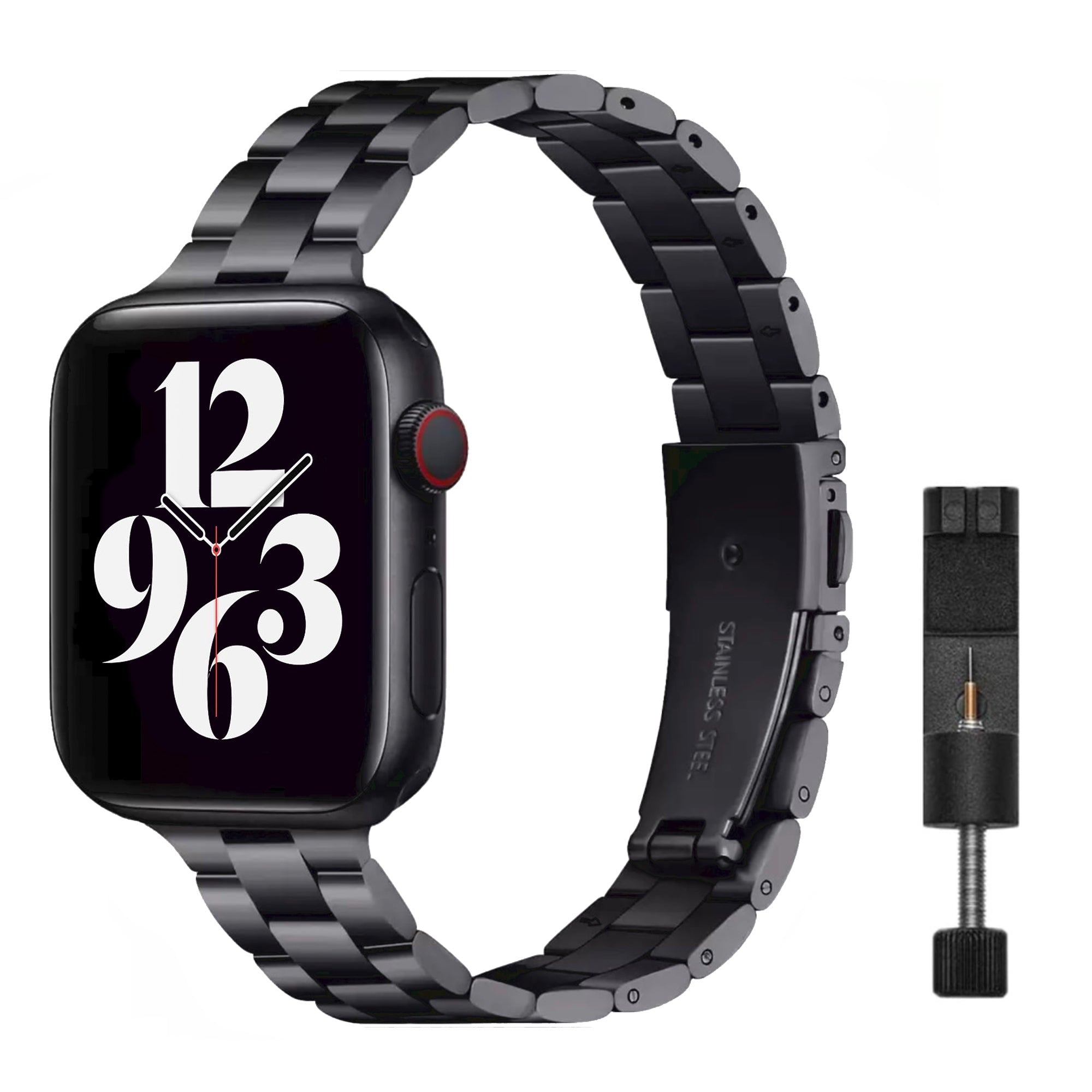 Apple Watch Stahlgliederarmband schlank – Schwarz