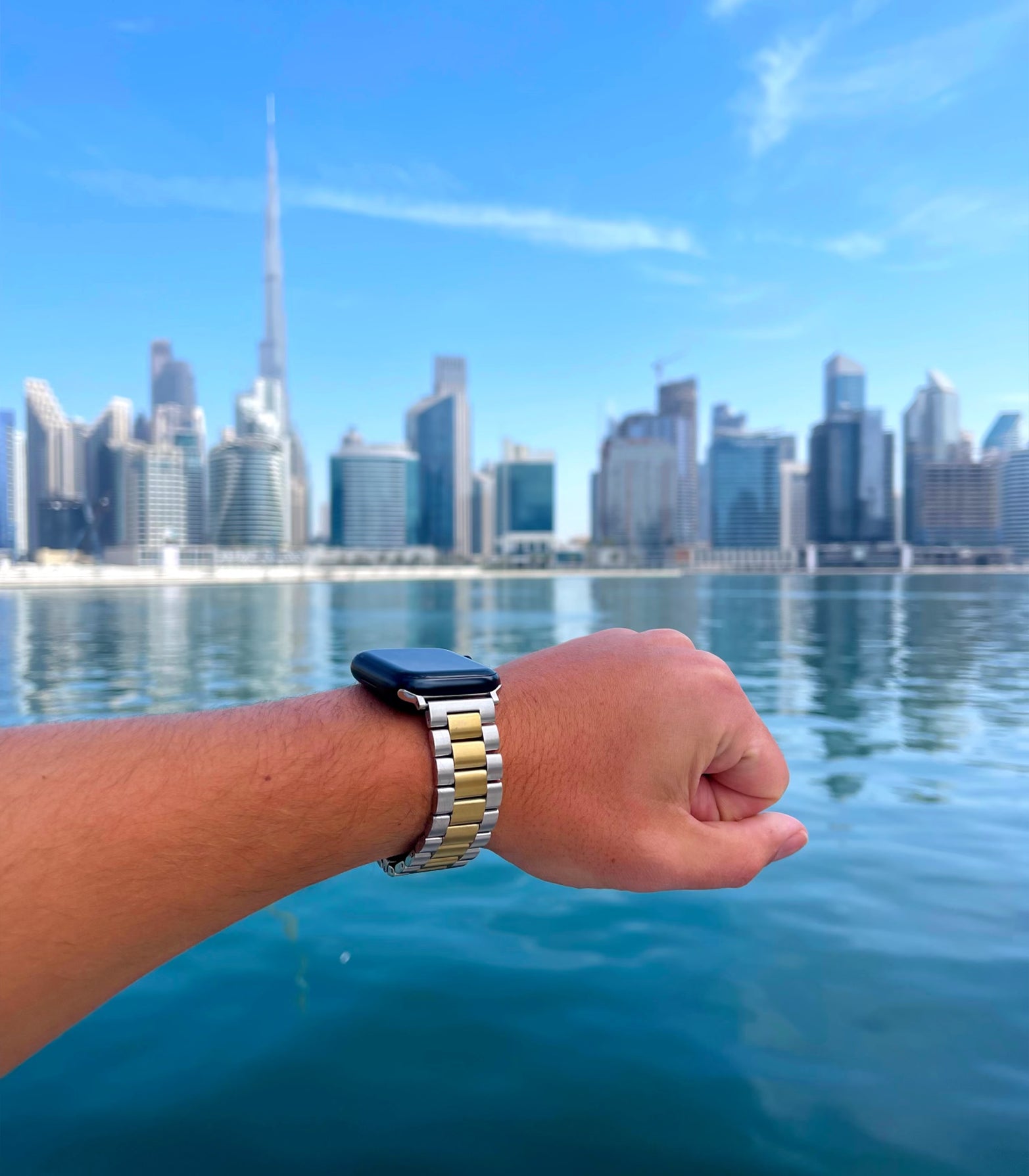 Apple Watch Stahlgliederarmband – Silbergold