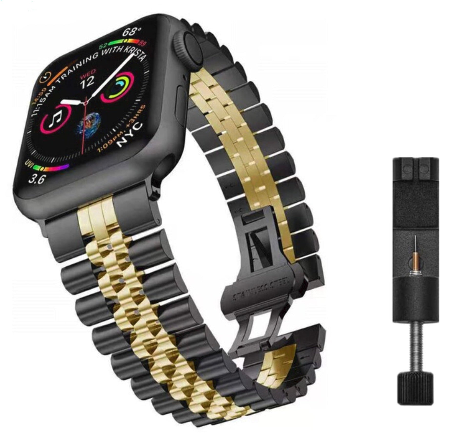 Jubiläumsarmband für die Apple Watch aus Stahl – Schwarzgold